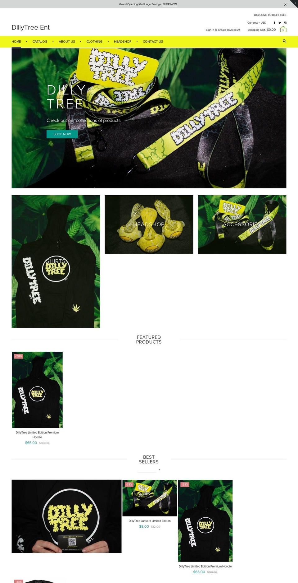 dillytree.com shopify website screenshot