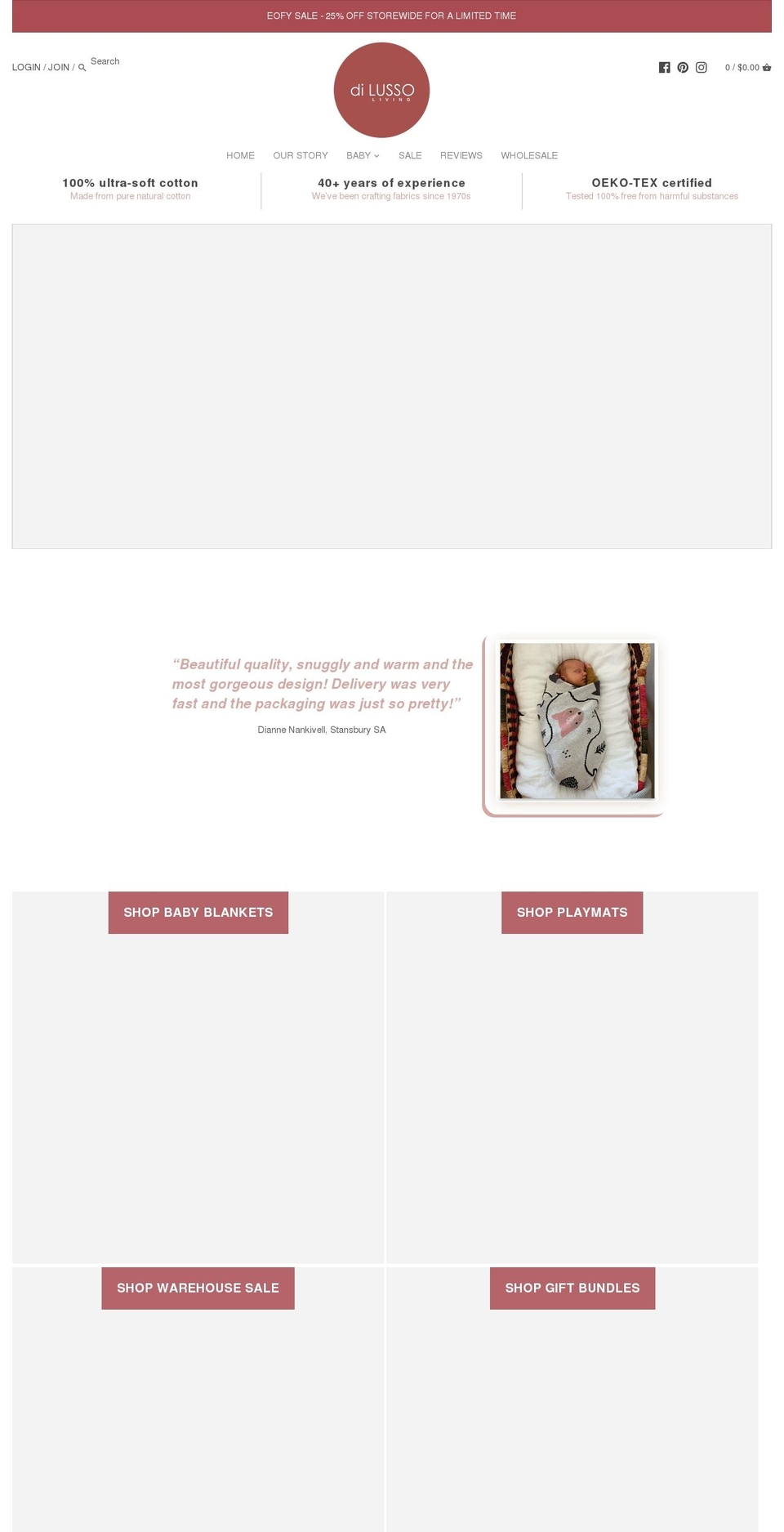 dilussoliving.com shopify website screenshot