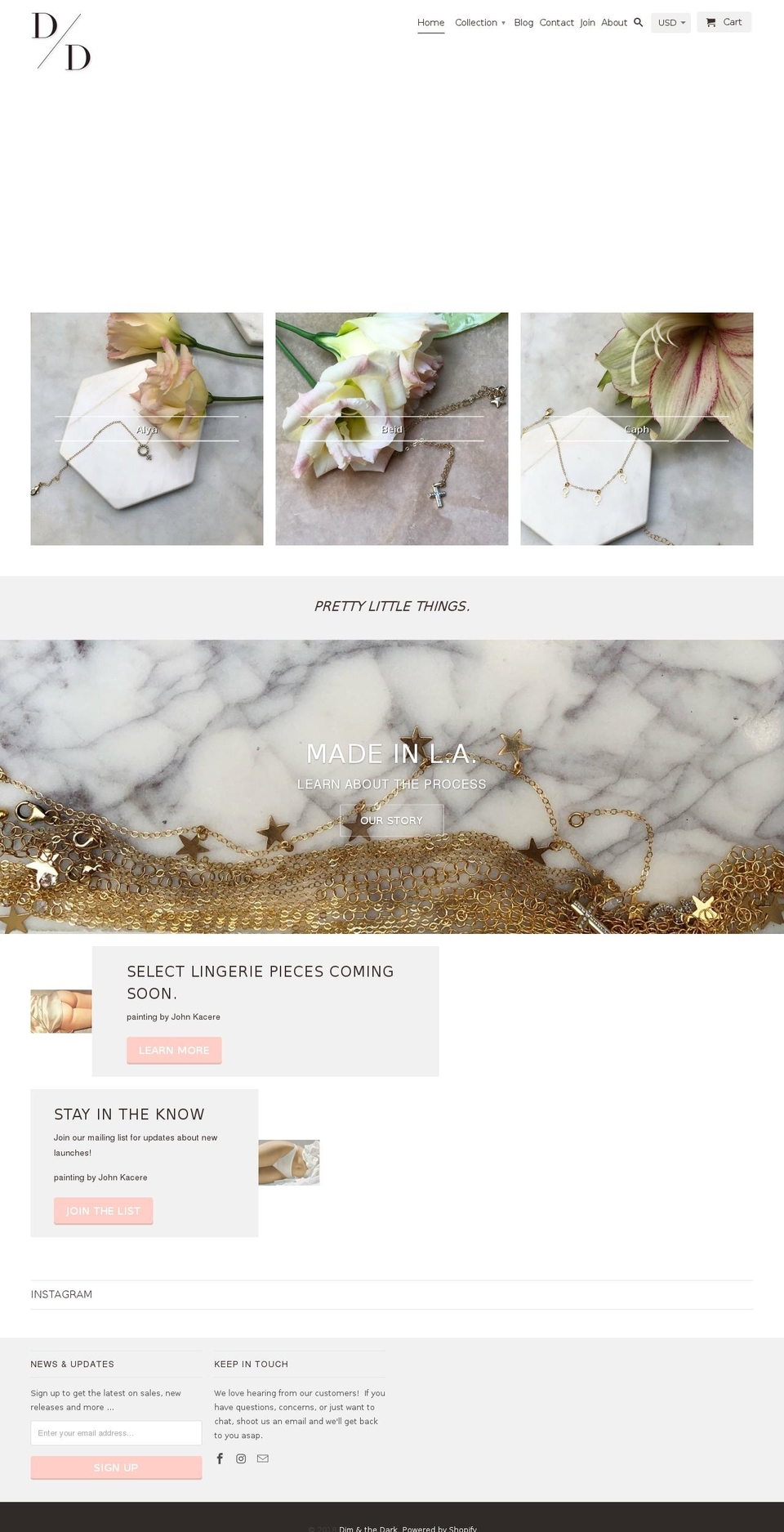 dimandthedark.com — Shopify storefront screenshot
