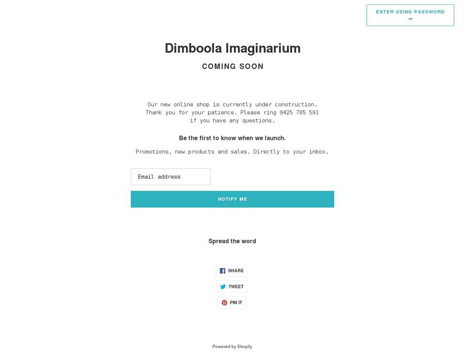 dimboolaimaginarium.com shopify website screenshot