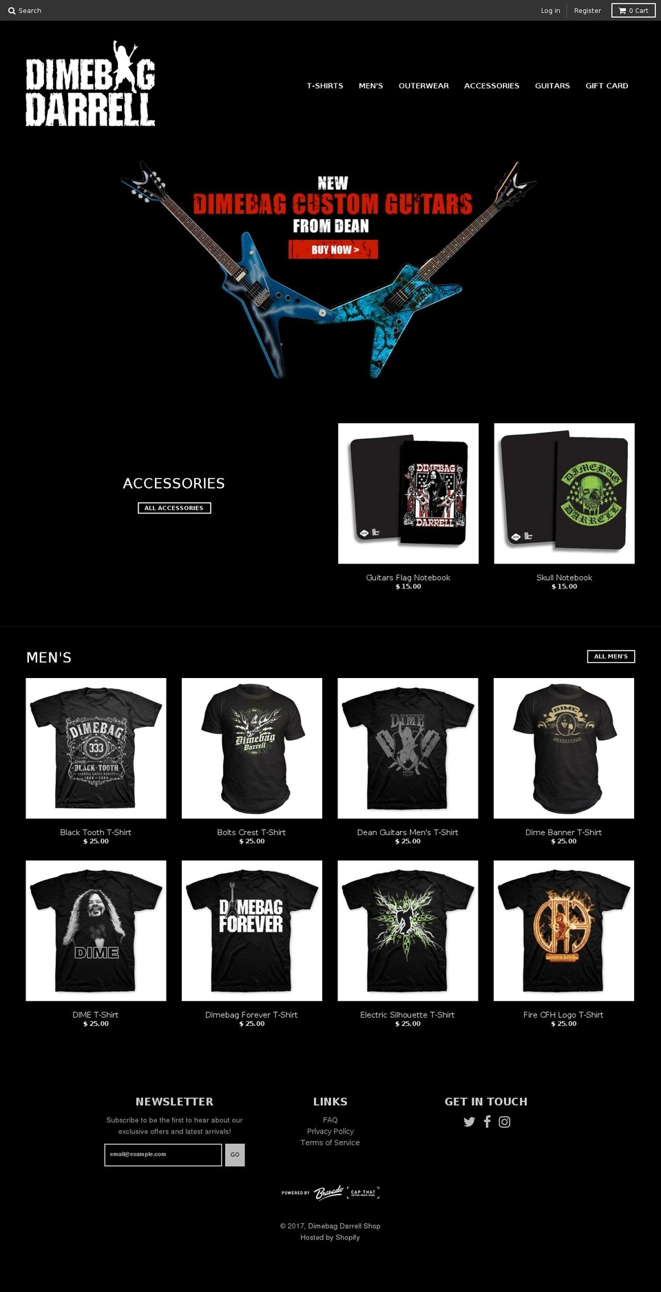dimebagdarrellstore.com shopify website screenshot