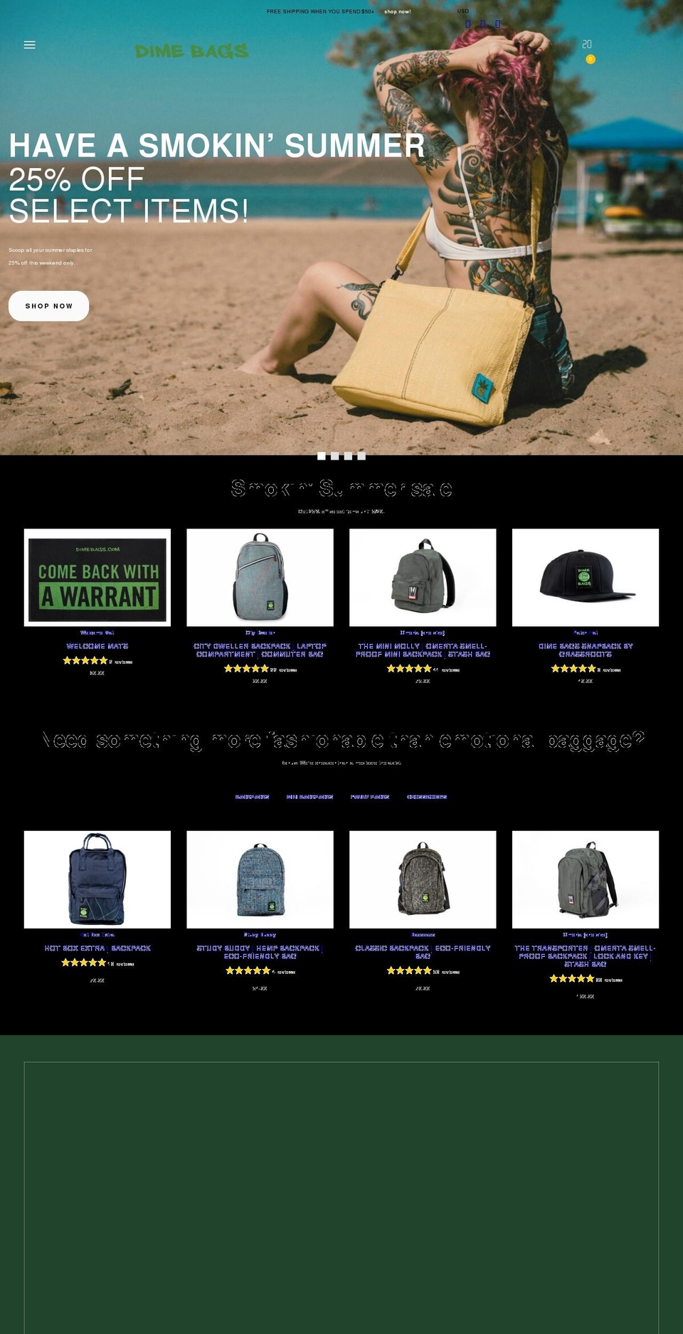 dimebags.com shopify website screenshot