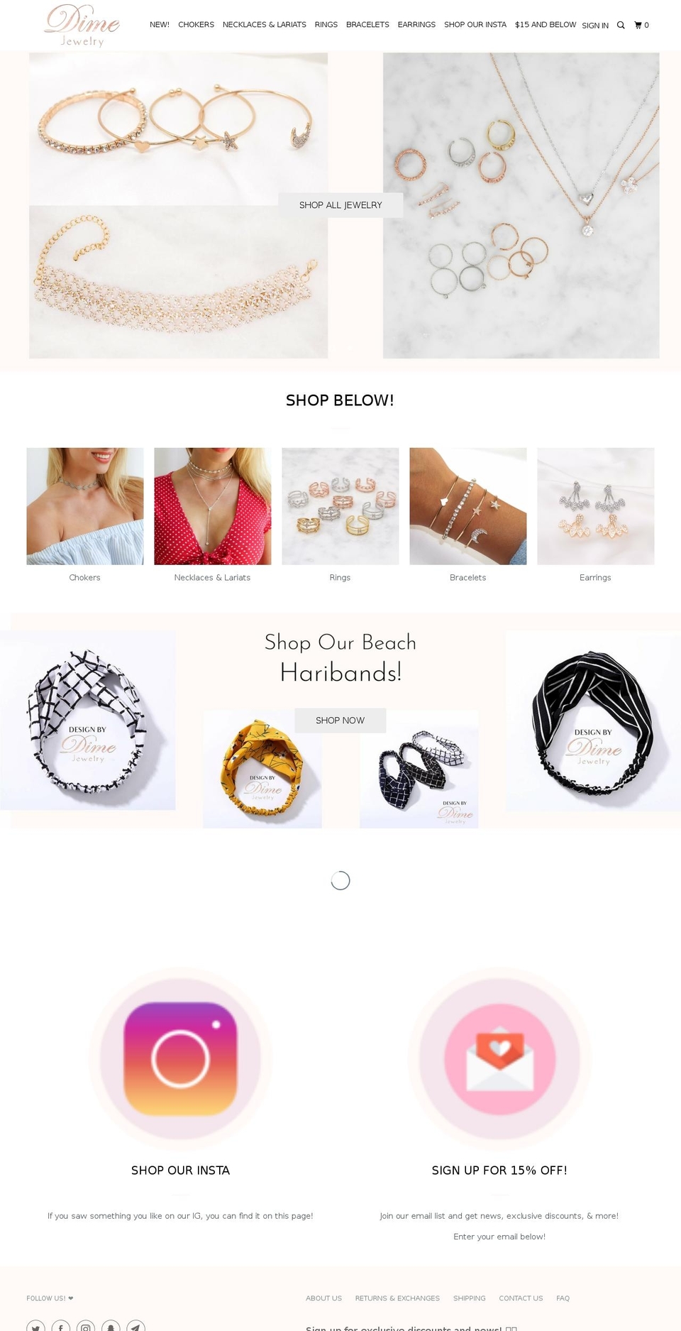 dimejewelry.com shopify website screenshot