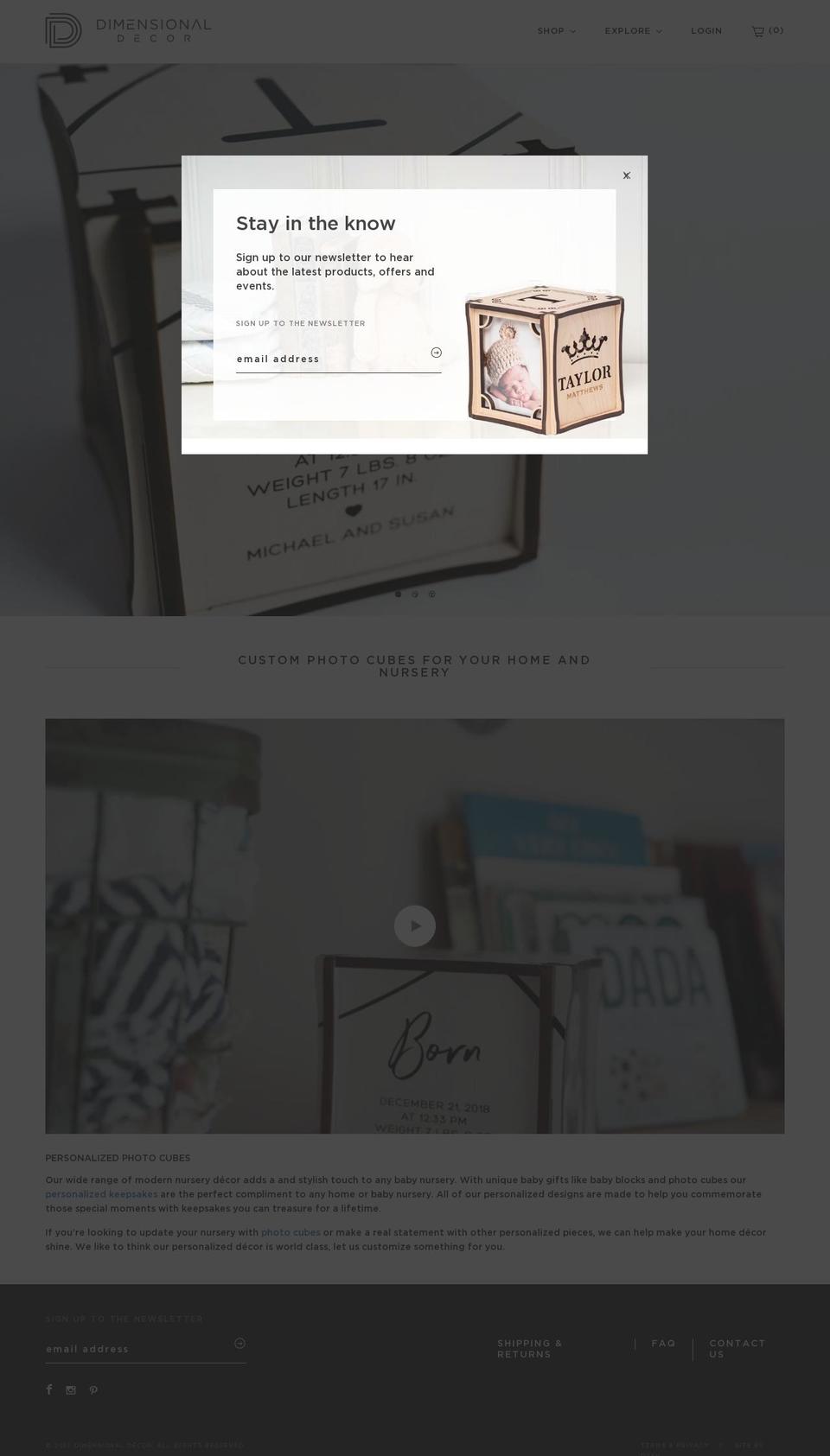 dimensional-decor.com — Shopify storefront screenshot