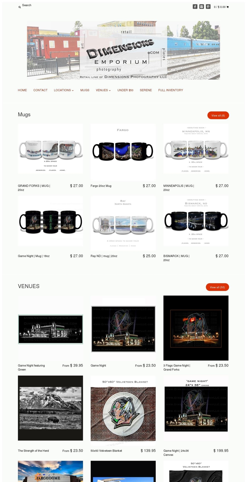 dimensionsphotographyllc.com shopify website screenshot