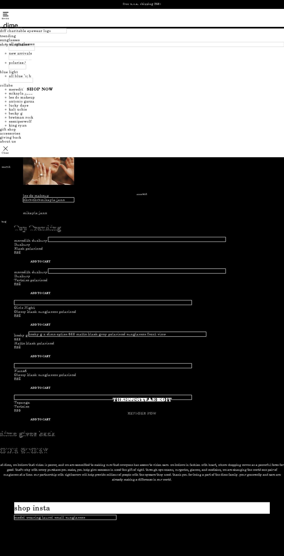 dimeoptics.com shopify website screenshot
