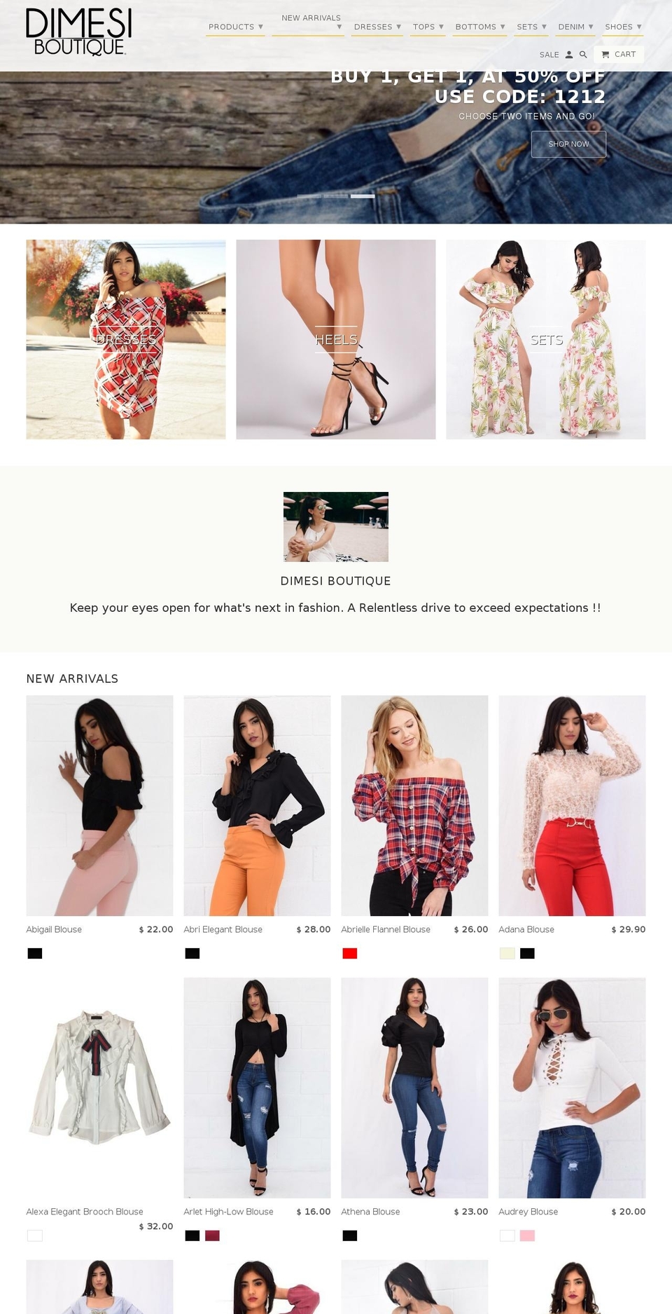 dimesiboutique.com shopify website screenshot