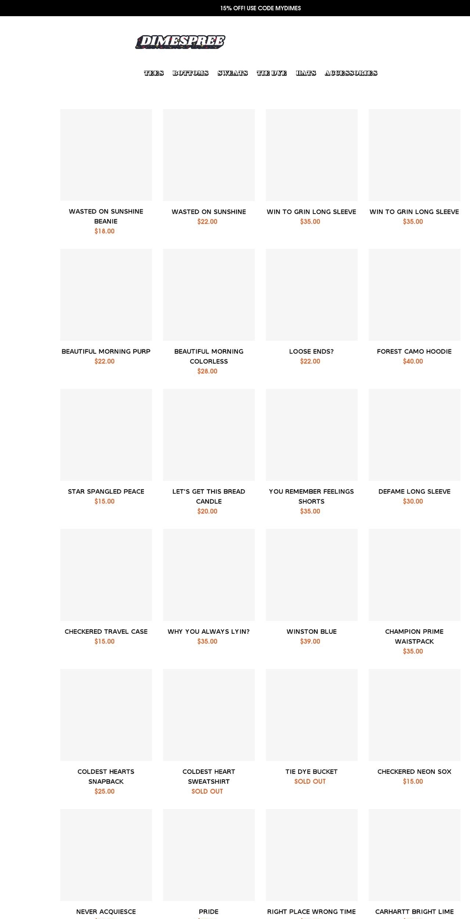 dimespree.com shopify website screenshot