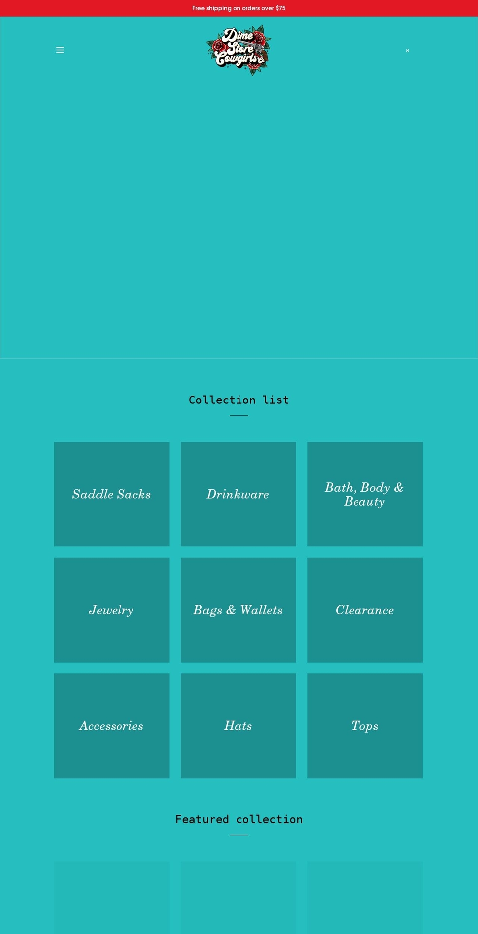 dimestorecowgirlscompany.com shopify website screenshot