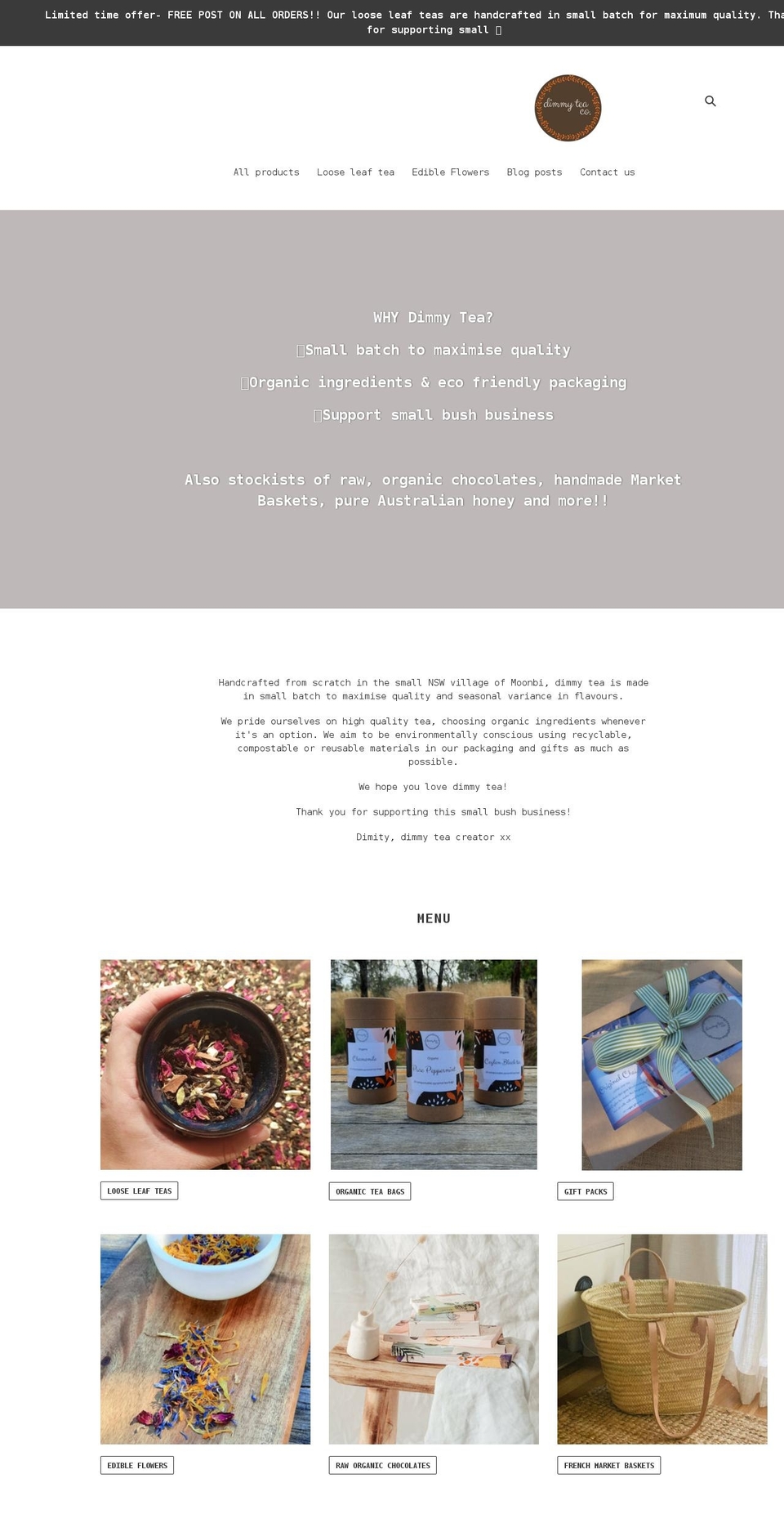 dimmytea.com shopify website screenshot