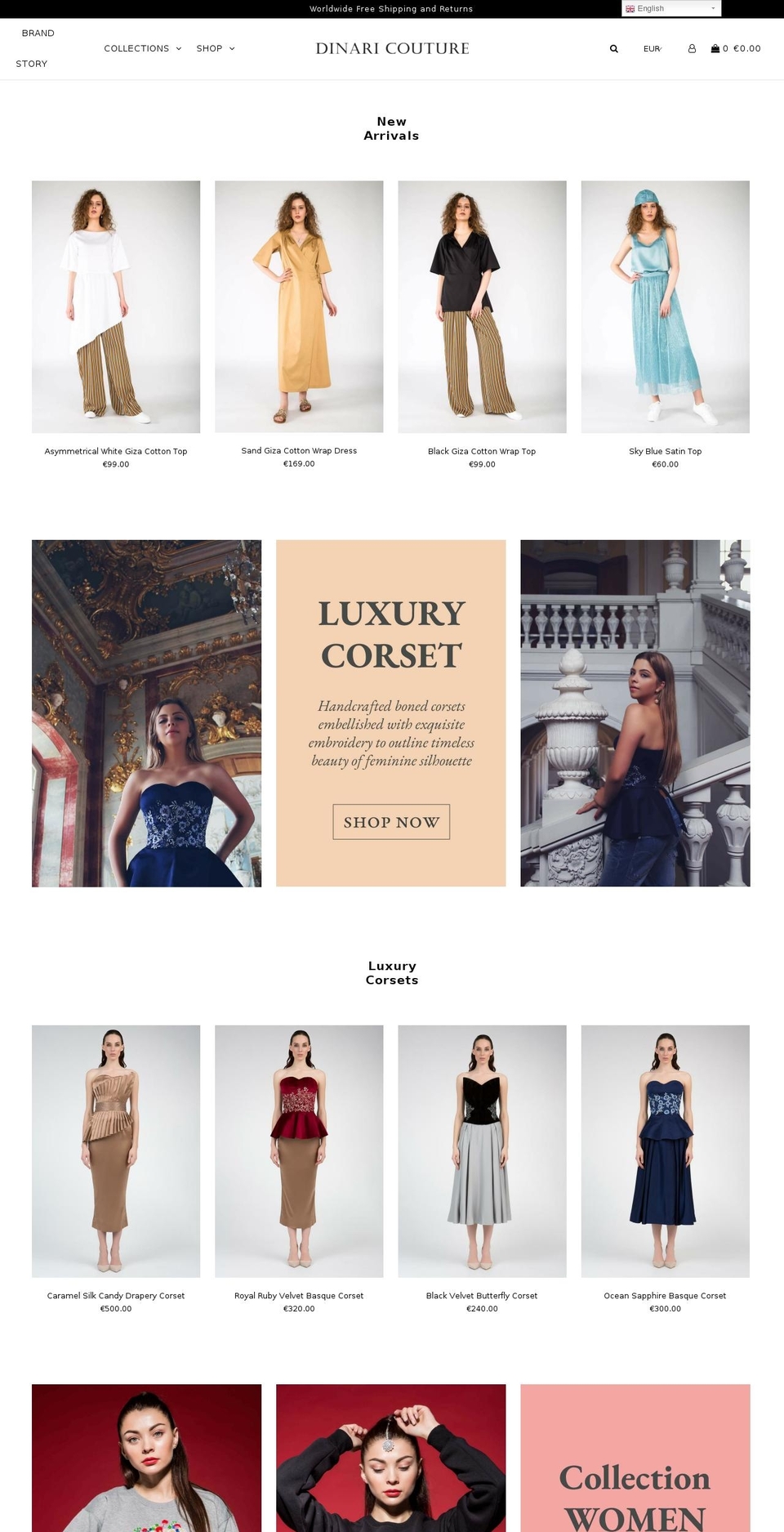dinaricouture.com — Shopify storefront screenshot
