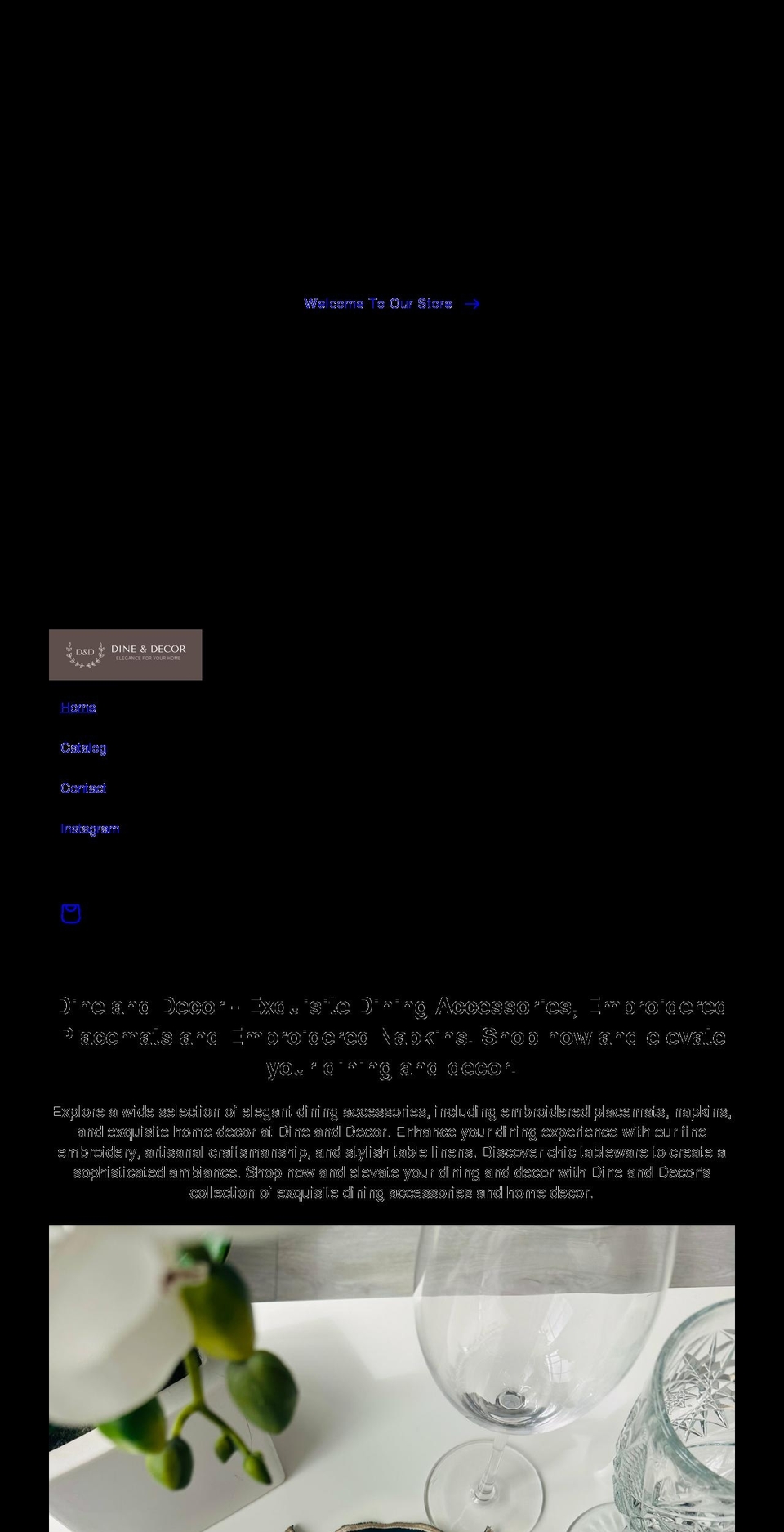 dineanddecor.com shopify website screenshot