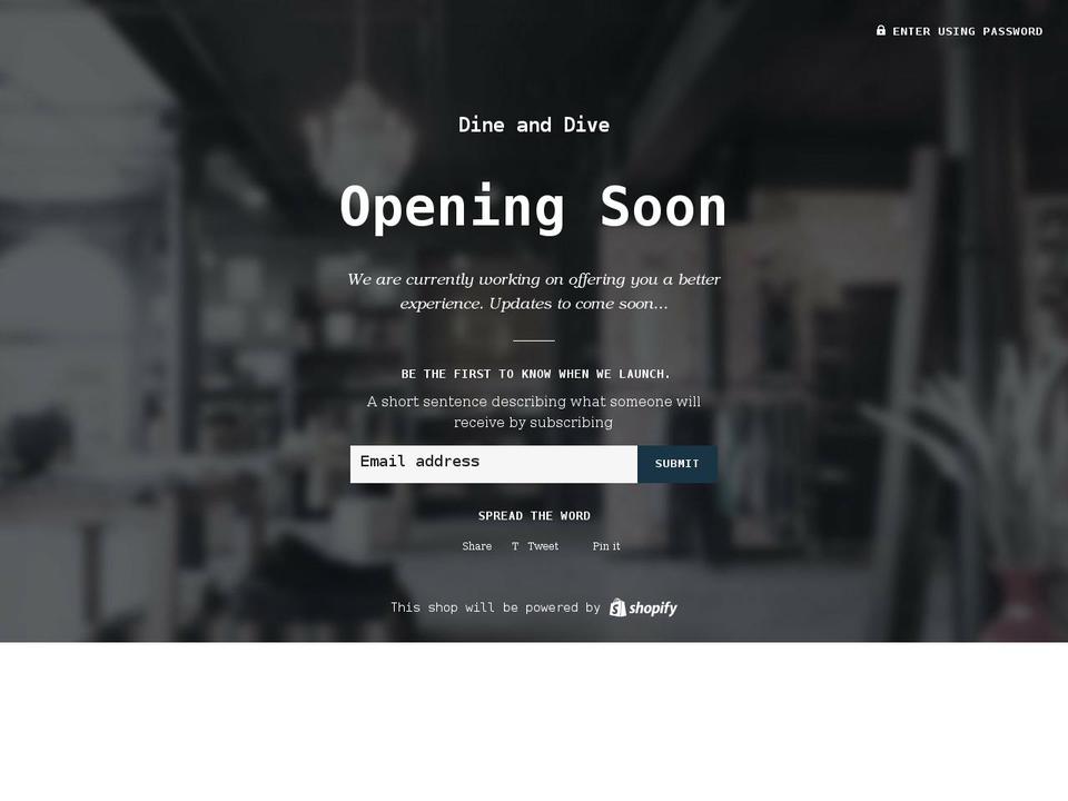dineanddive.com shopify website screenshot