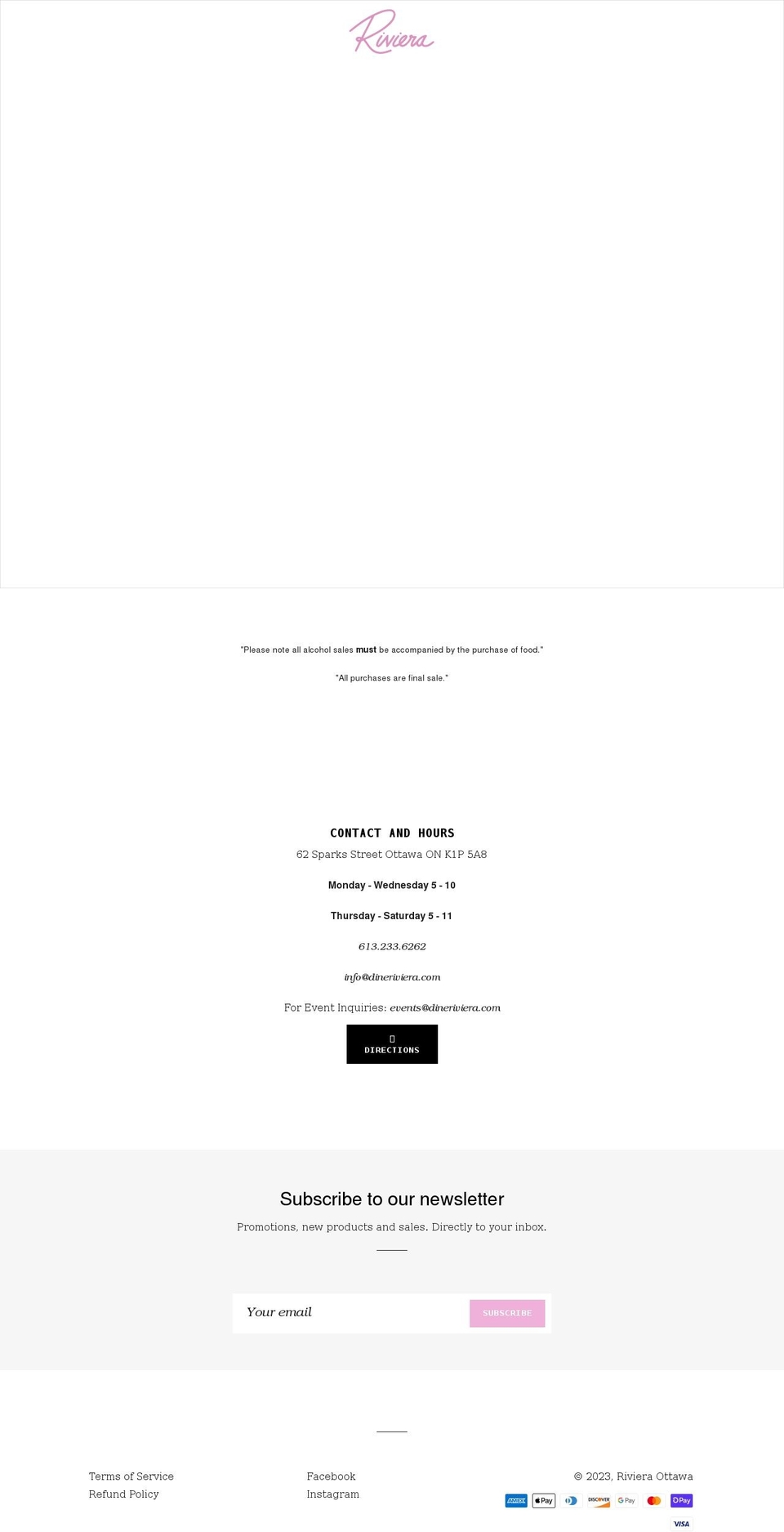 dineriviera.com shopify website screenshot