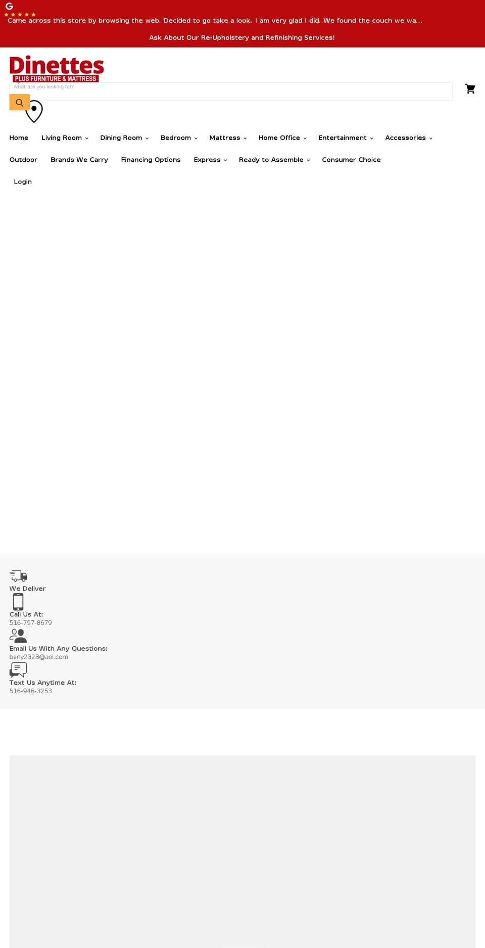 dinettesplusfurnitureny.com shopify website screenshot
