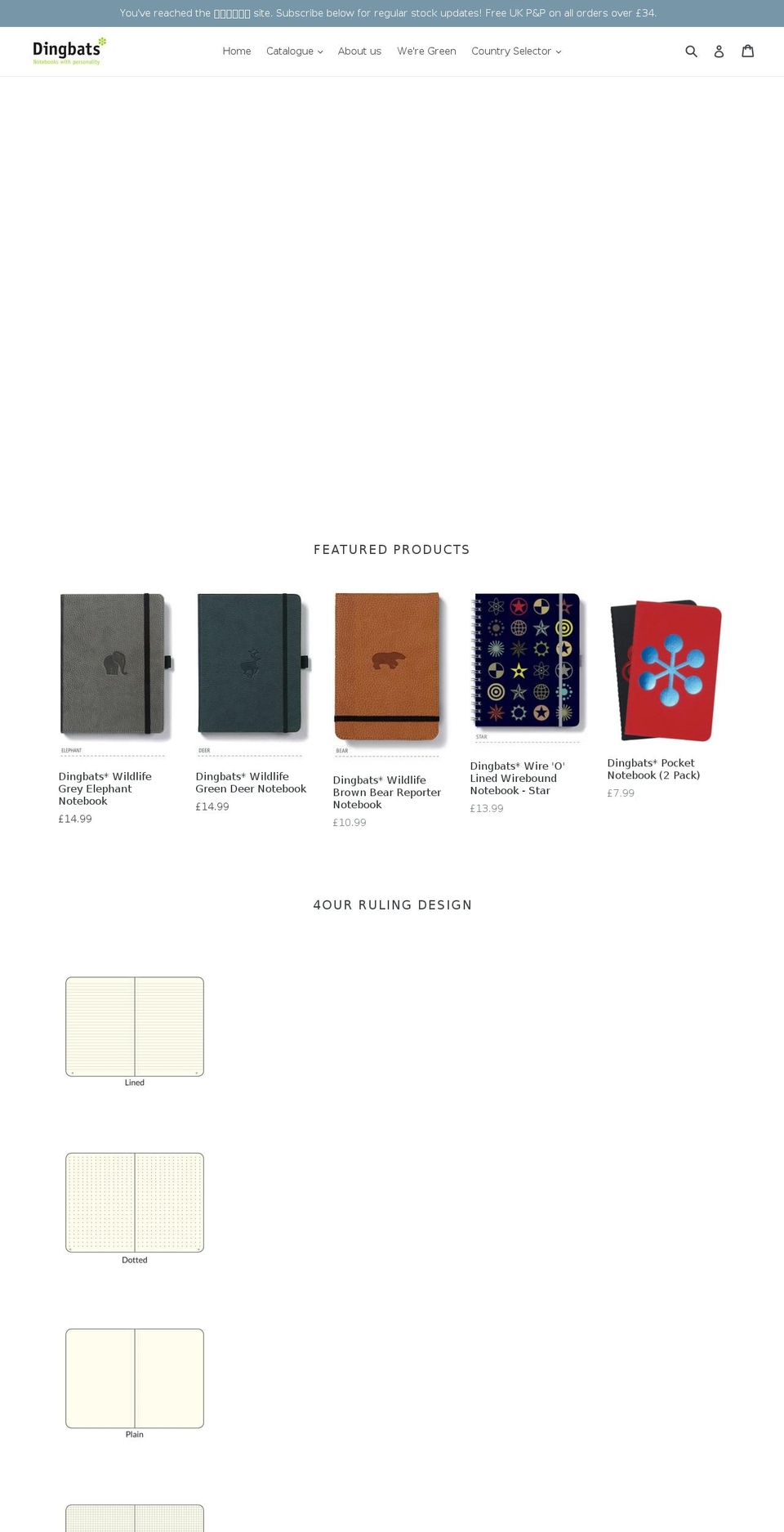 dingbats-notebooks.co.uk shopify website screenshot