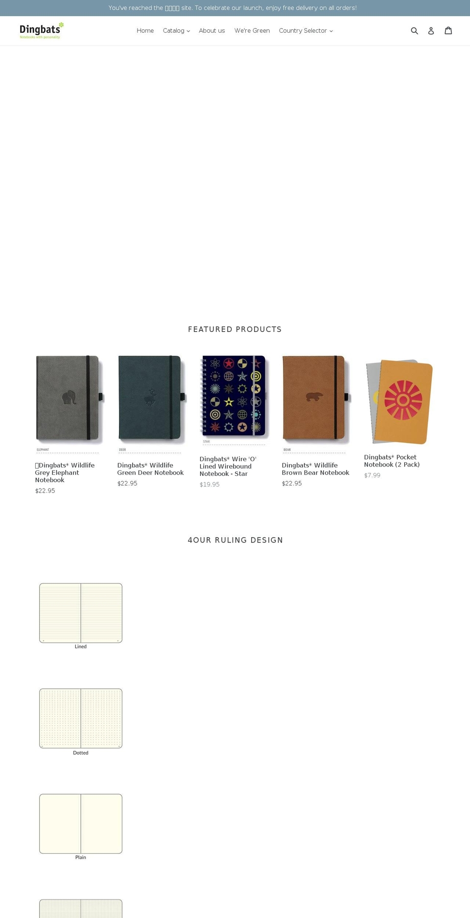 dingbats-notebooks.com shopify website screenshot