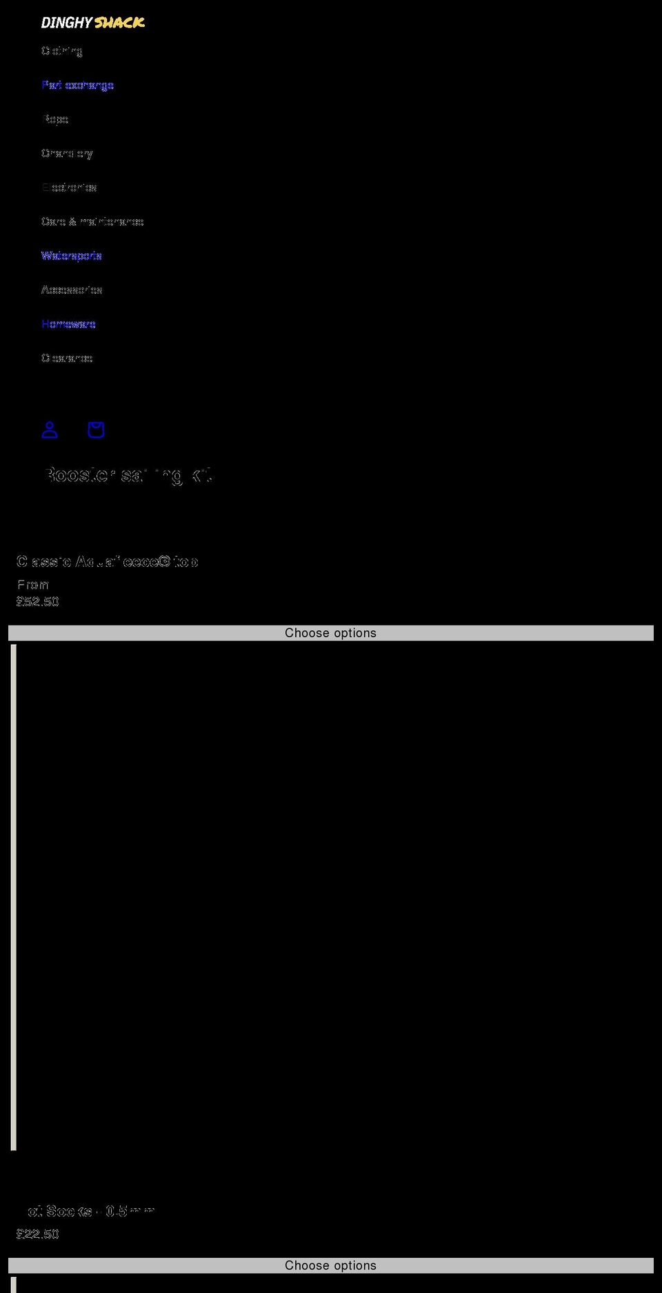 dinghyshack.com shopify website screenshot