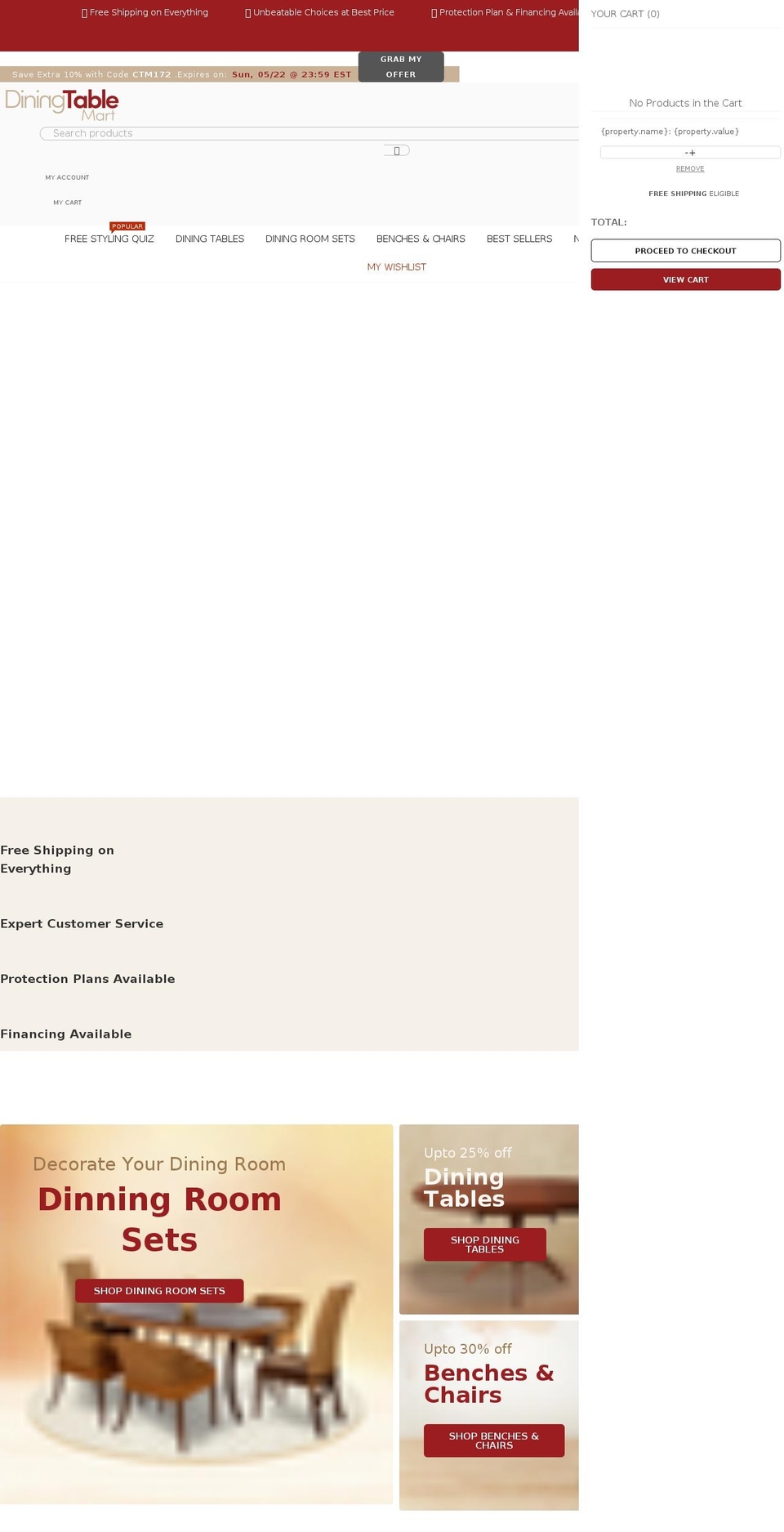 diningtablemart.com shopify website screenshot