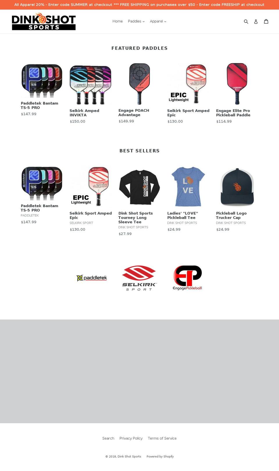 dinkshotsports.com — Shopify storefront screenshot