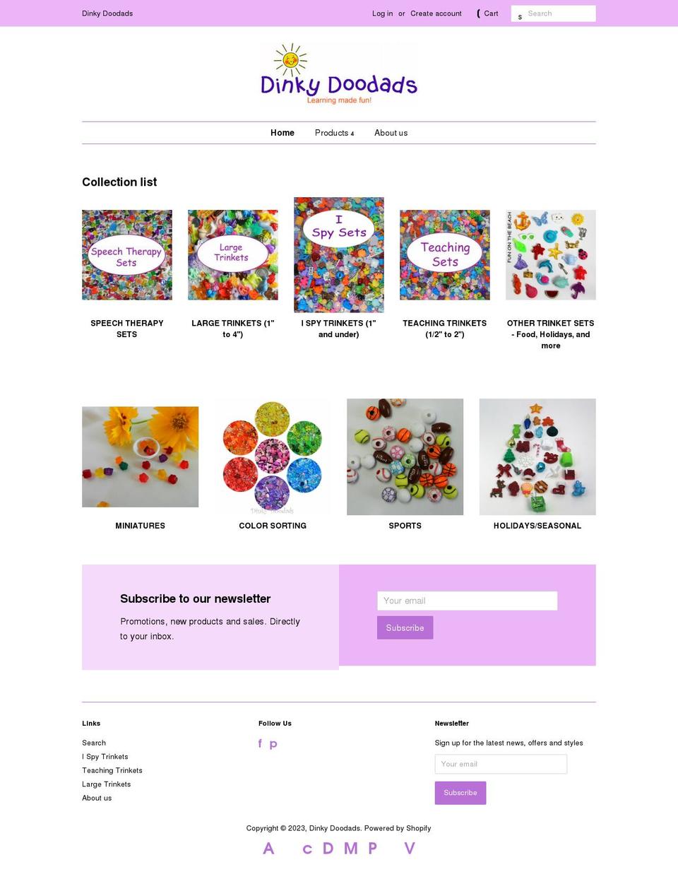 dinkydoodads.com shopify website screenshot