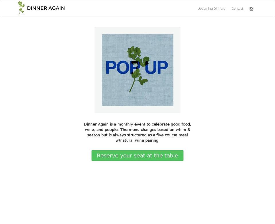 dinneragain.com shopify website screenshot