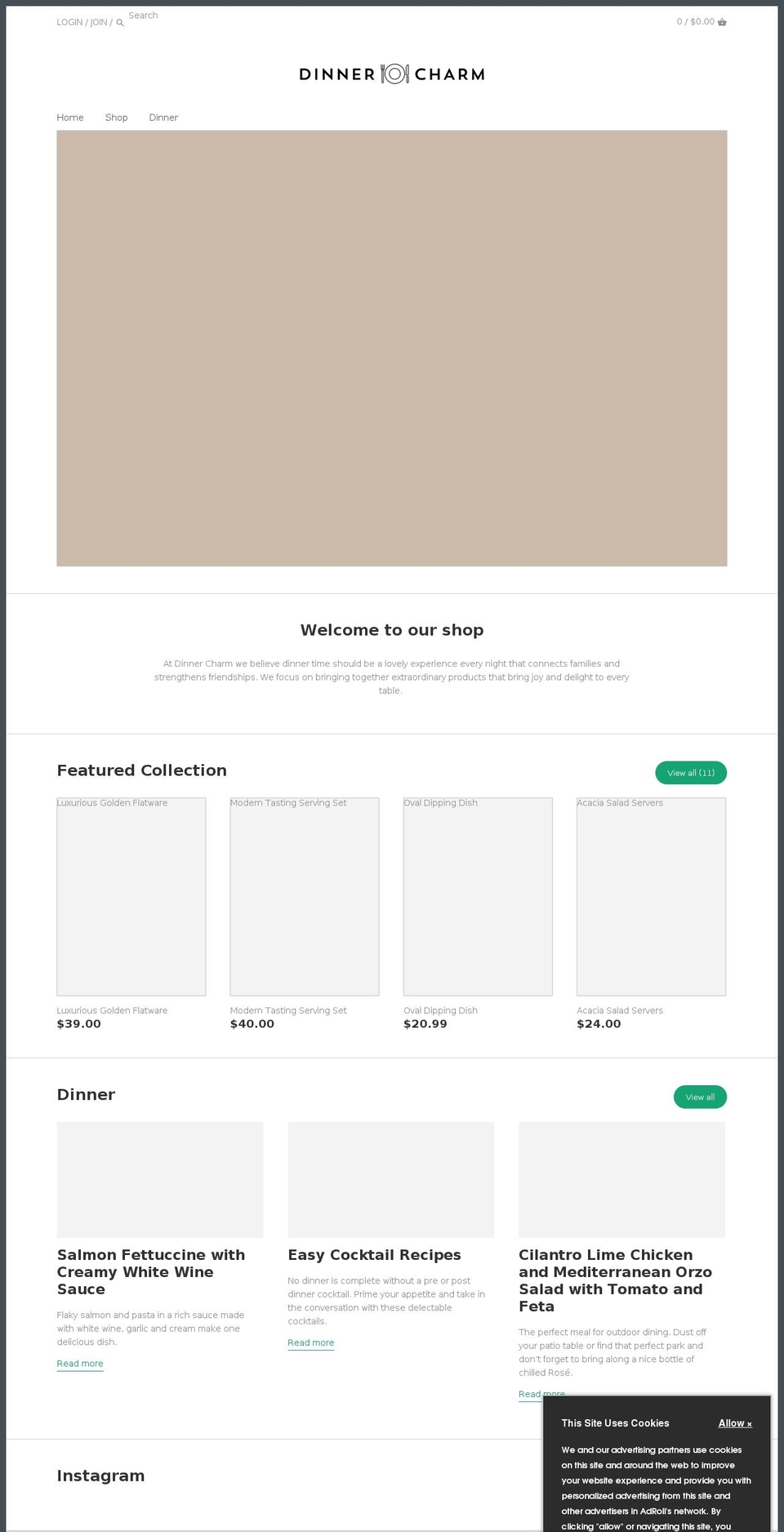 dinnercharm.com — Shopify storefront screenshot