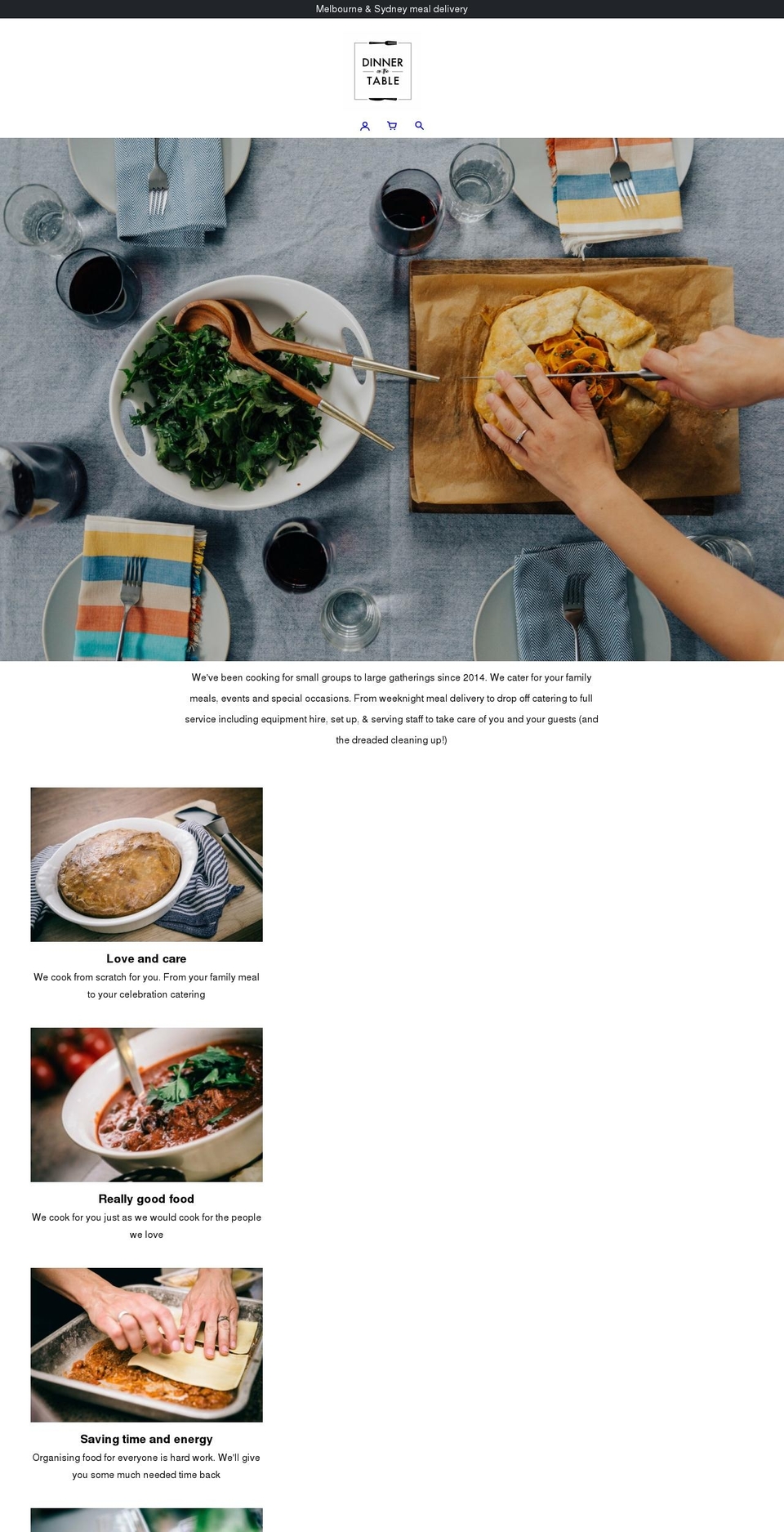 dinneronthetable.com.au shopify website screenshot