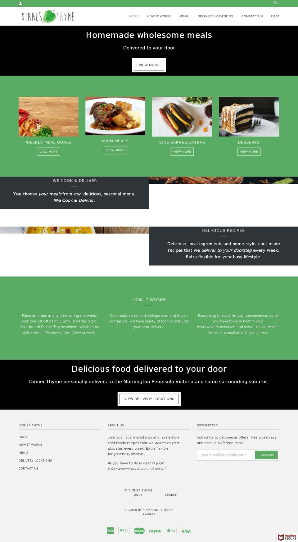 dinnerthyme.net shopify website screenshot