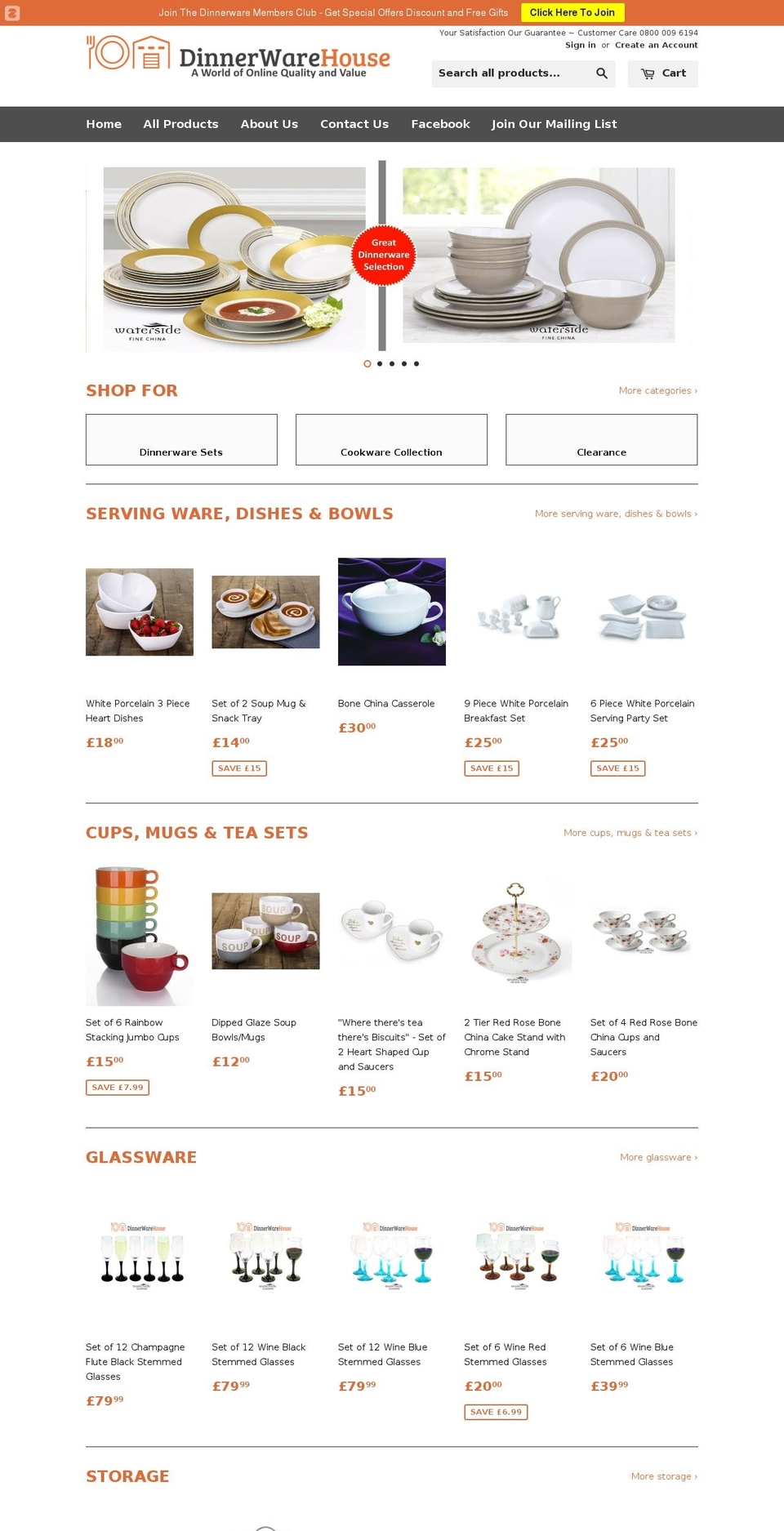 dinnerwarehouse.com shopify website screenshot