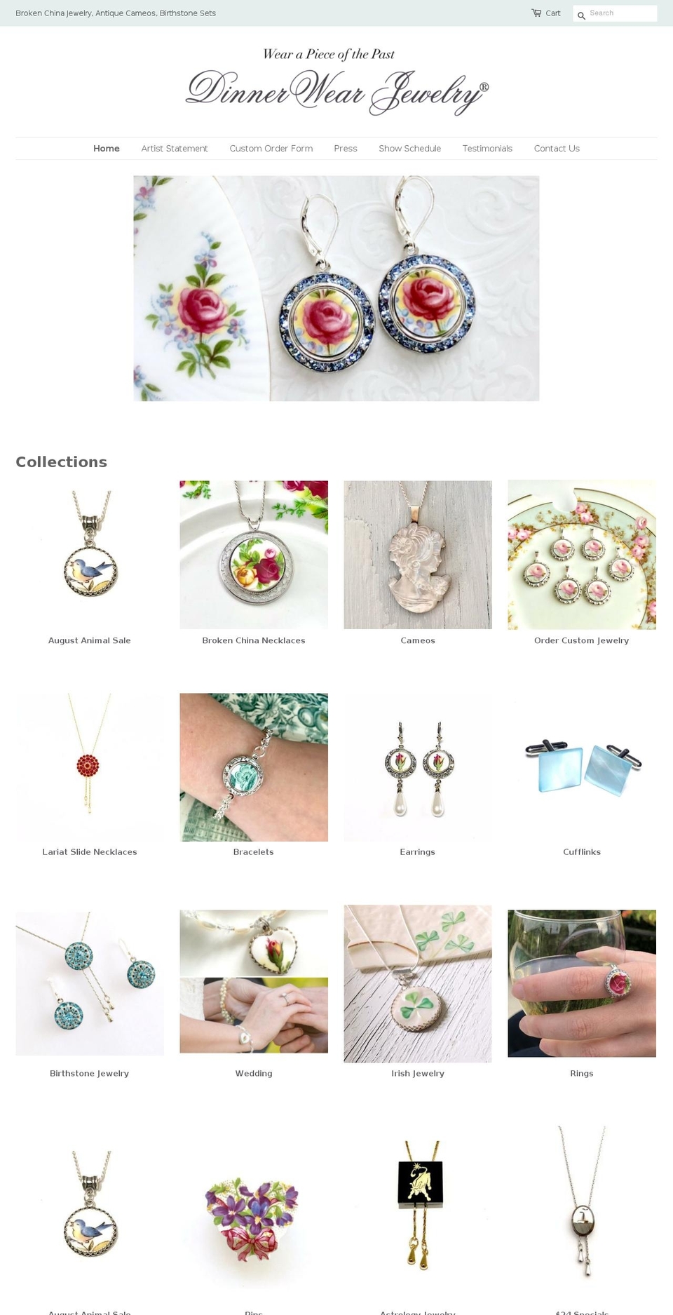 dinnerwearjewelry.com shopify website screenshot