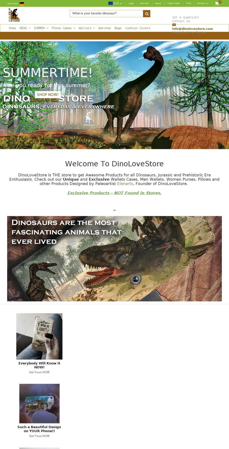 dinolovestore.com — Shopify storefront screenshot