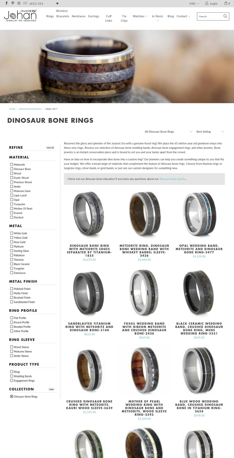 Turbo 3.1.0 Shopify theme site example dinosaurbonerings.com