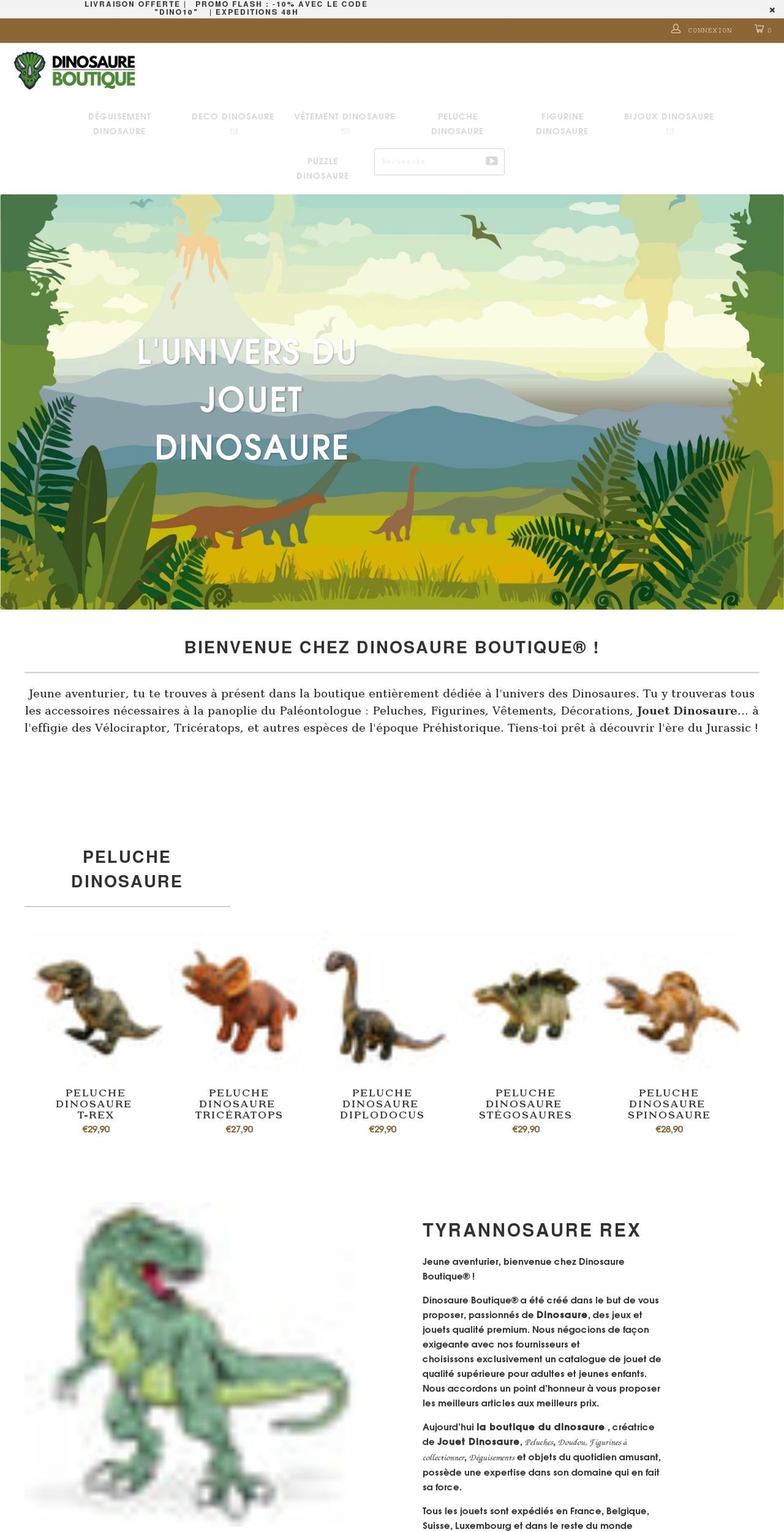 dinosaure-boutique.com shopify website screenshot