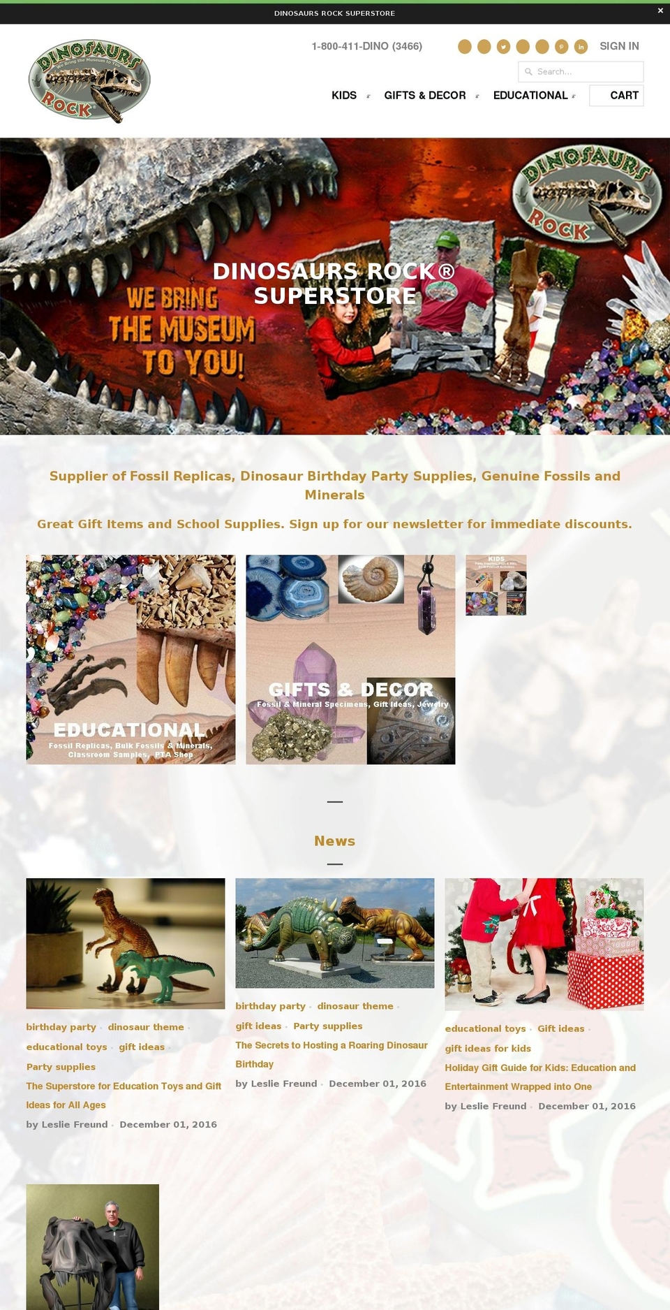 dinosaurpartysupply.com shopify website screenshot