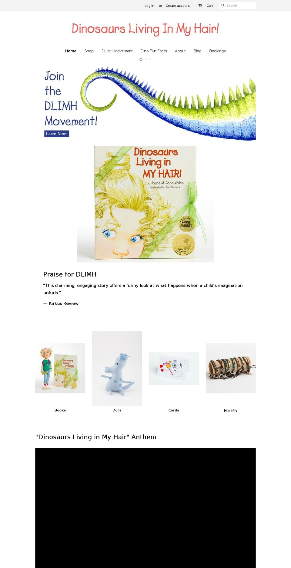 dinosaurslivinginmyhair.com — Shopify storefront screenshot