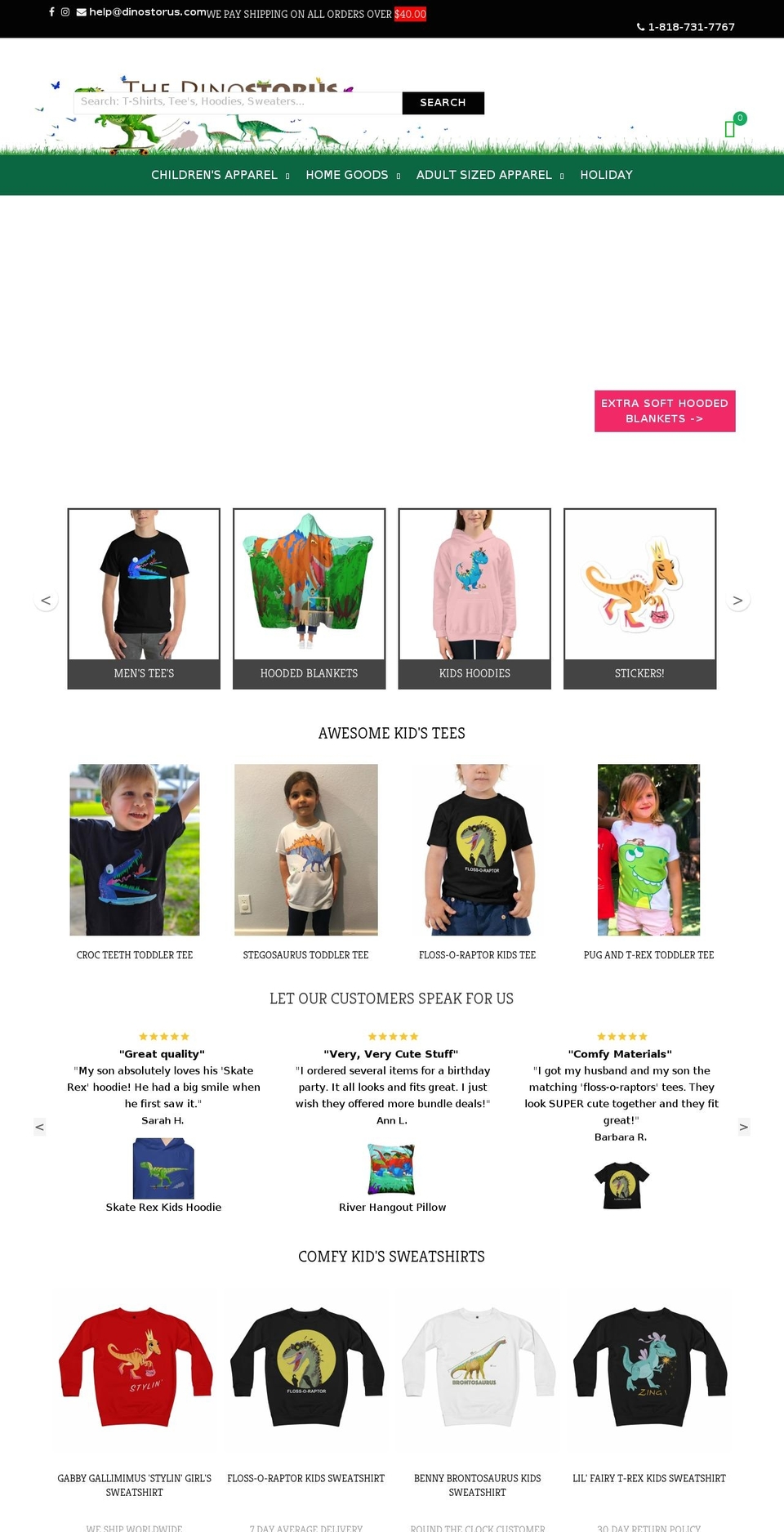 dinostorus.com shopify website screenshot