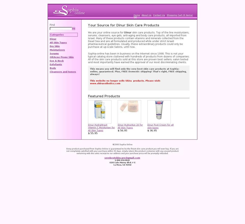 main Shopify theme site example dinurskincare.com