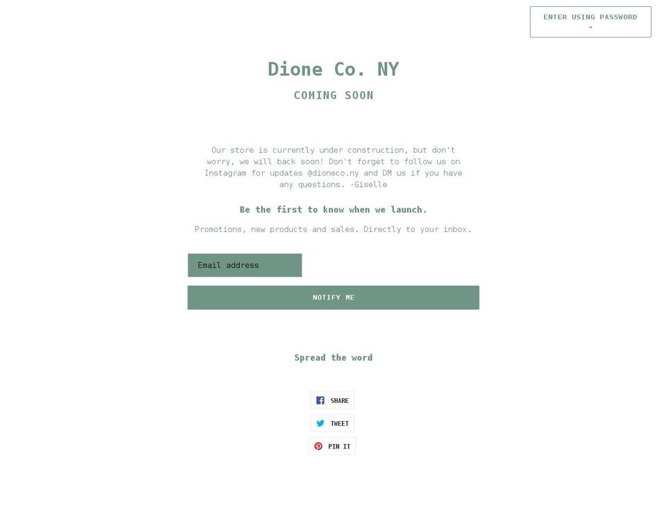 dioneco.com shopify website screenshot