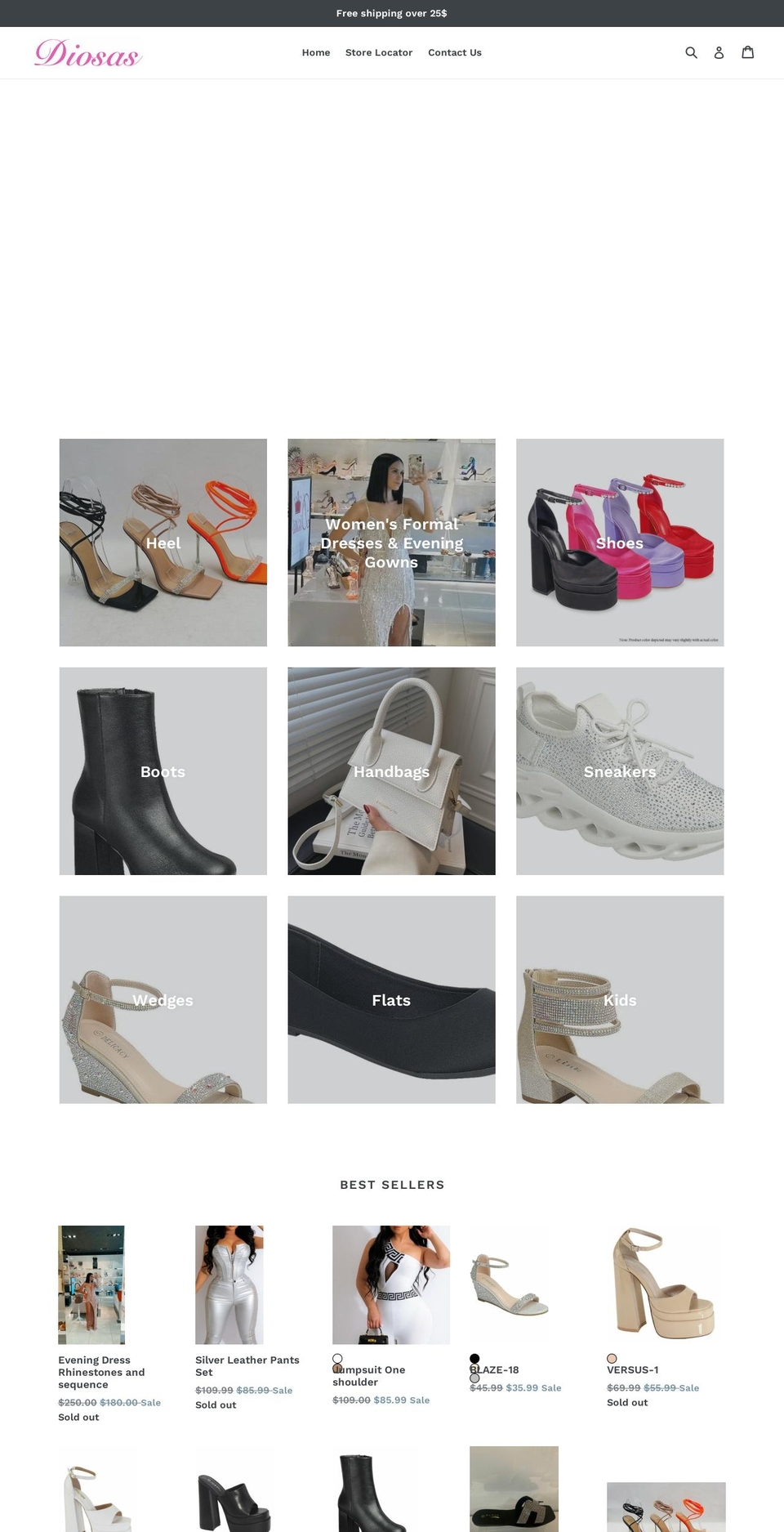 diosasshoes.com shopify website screenshot