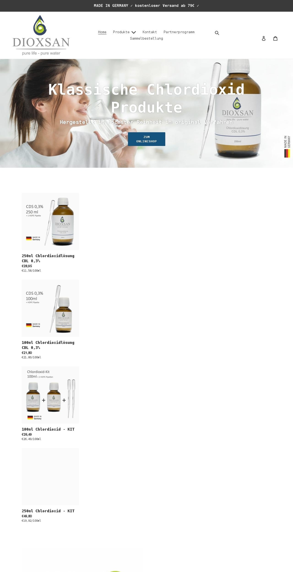 dioxsan.de shopify website screenshot