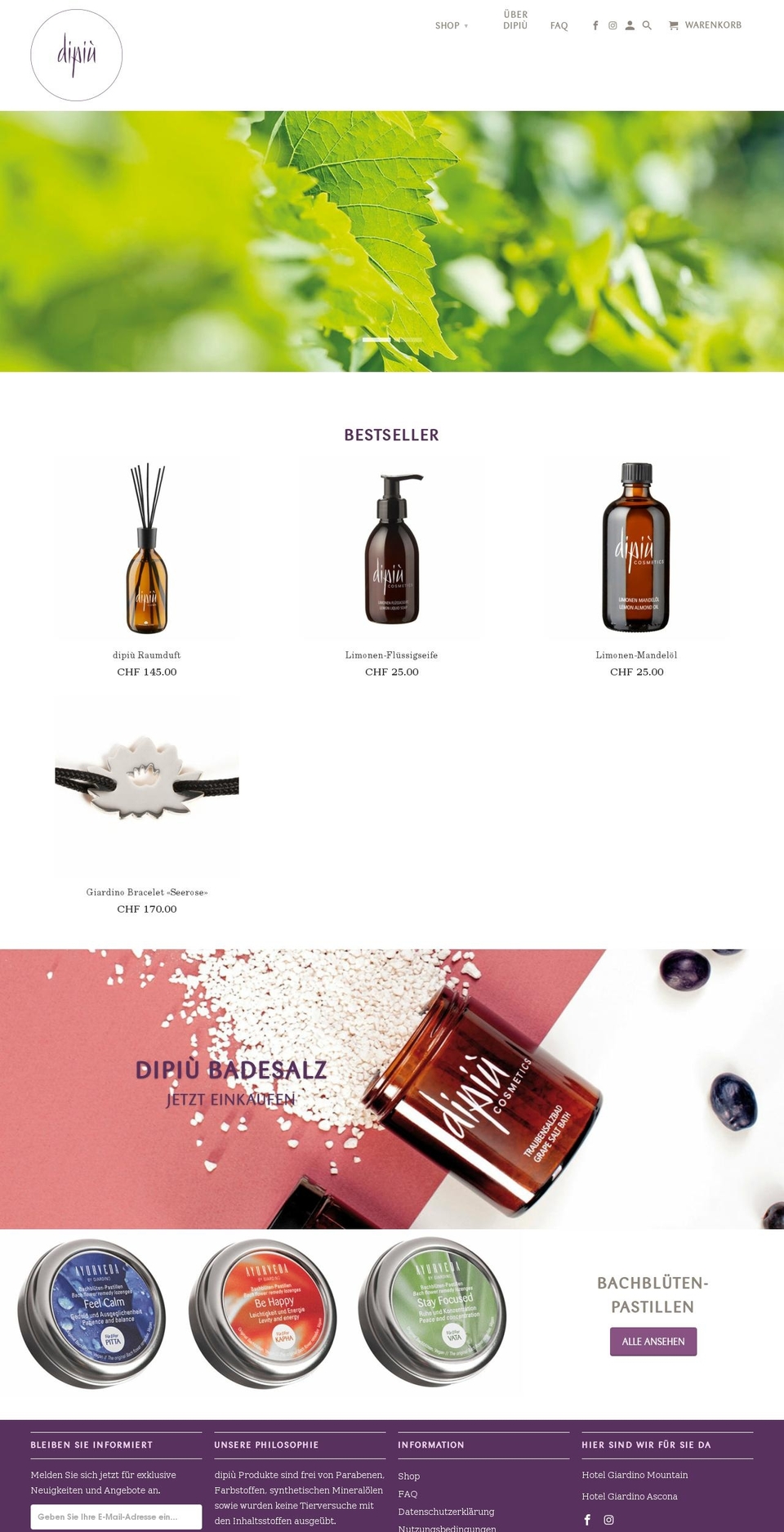 dipiu-cosmetics.com — Shopify storefront screenshot