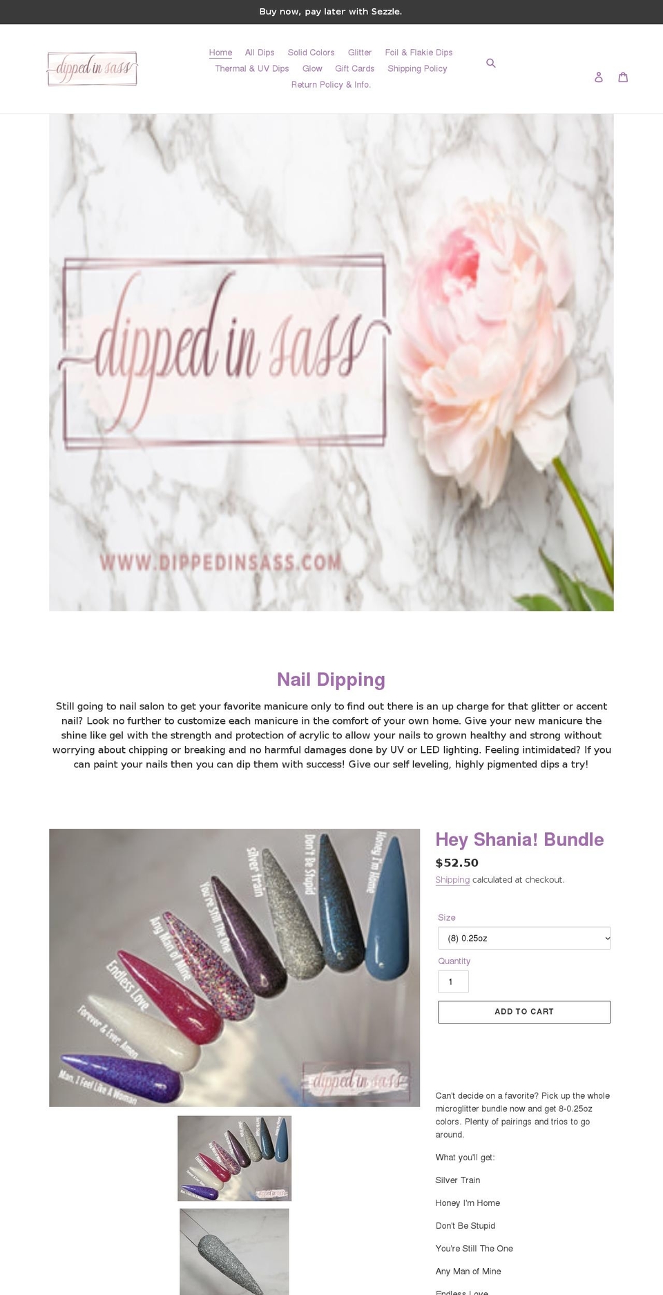 dippedinsass.com shopify website screenshot