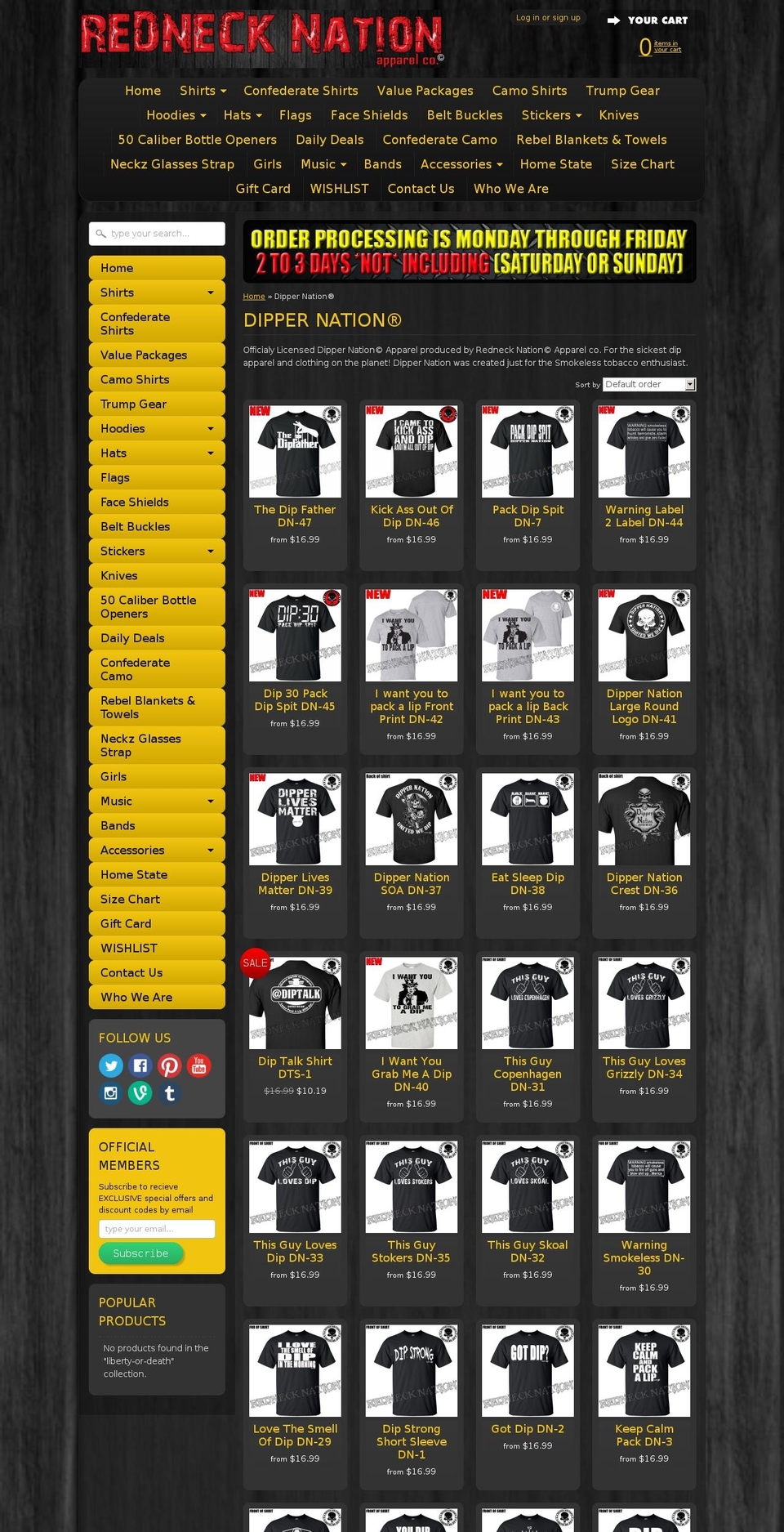 dippernationgear.com shopify website screenshot