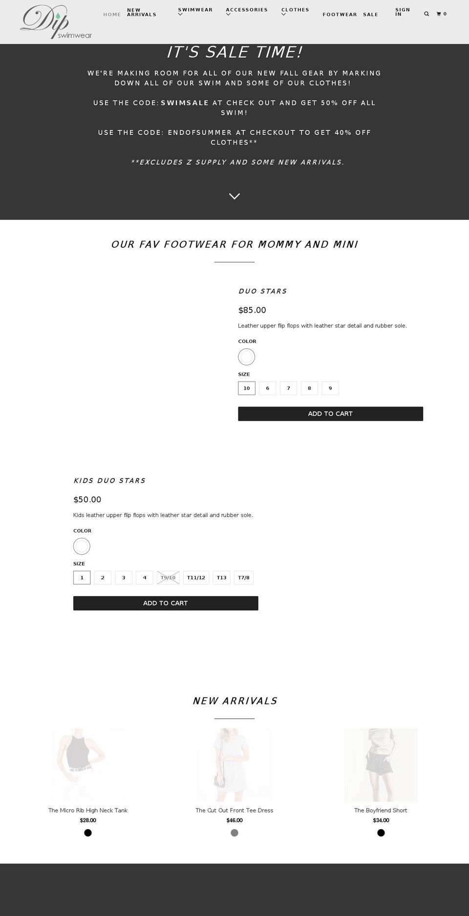 dipswimwear.org shopify website screenshot