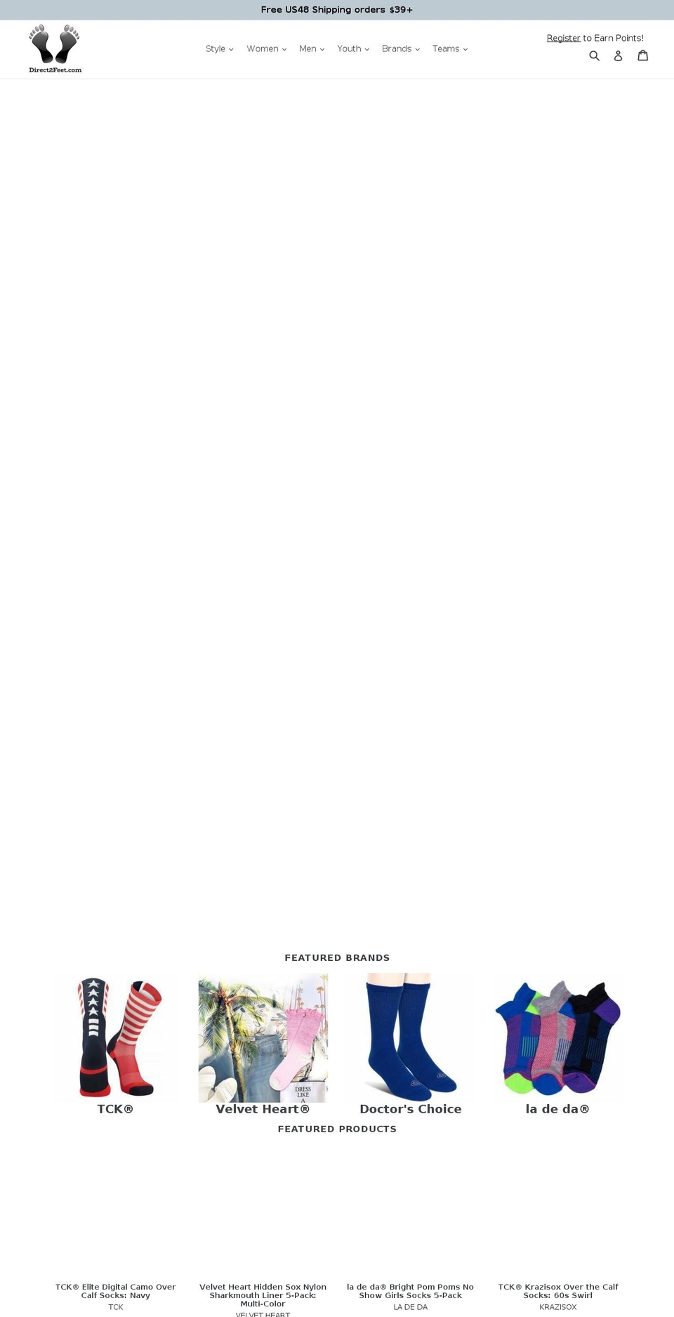 direct2feet.com — Shopify storefront screenshot