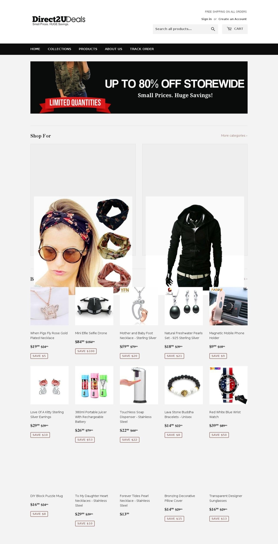 direct2udeals.com — Shopify storefront screenshot