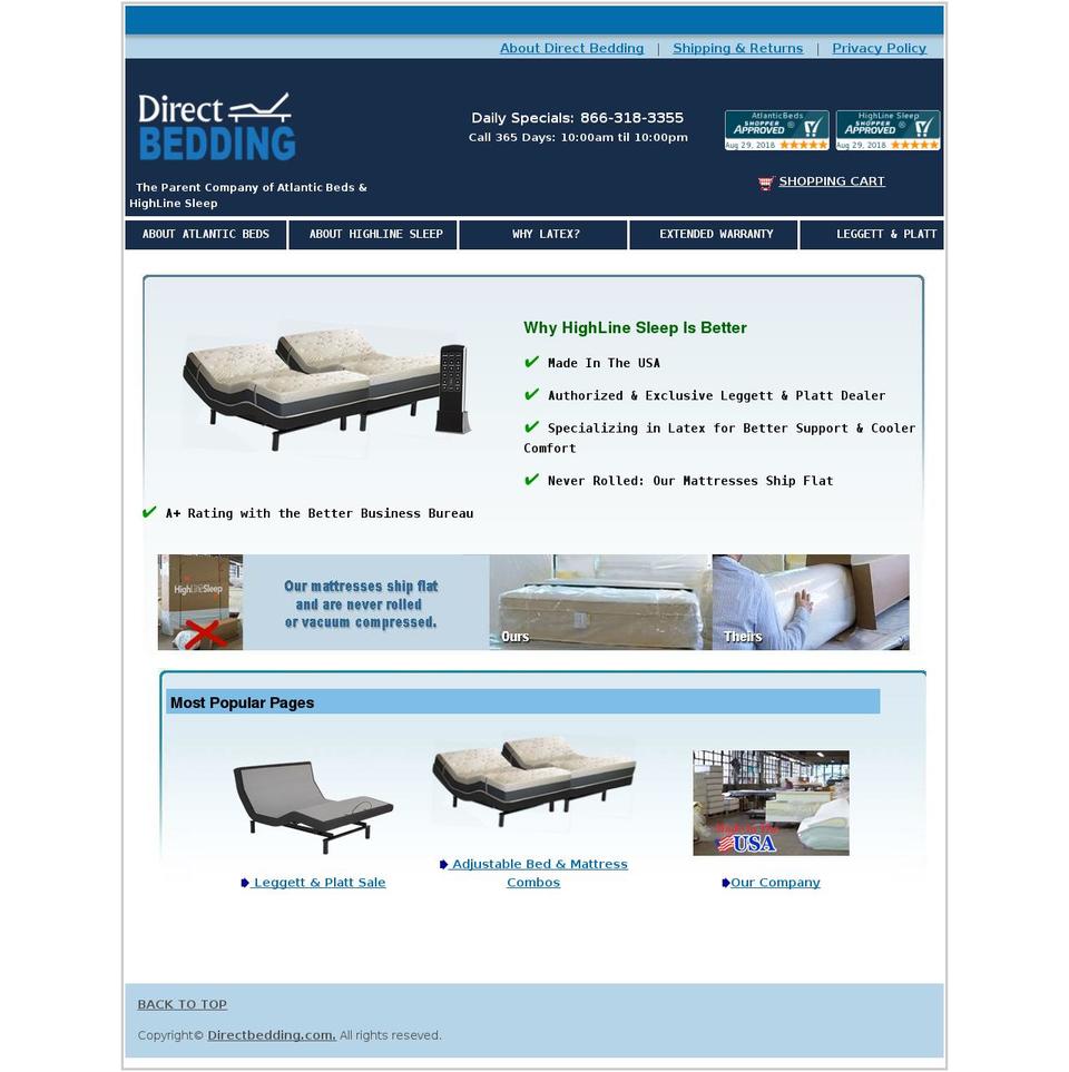 directbedding.com shopify website screenshot