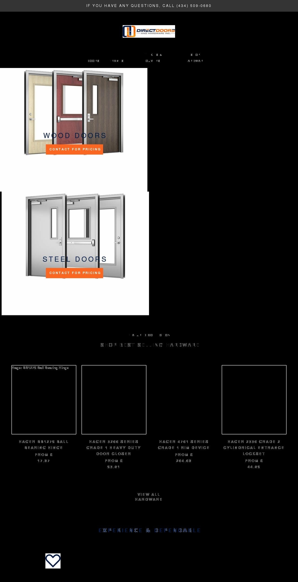 directdoorsandhardware.com shopify website screenshot