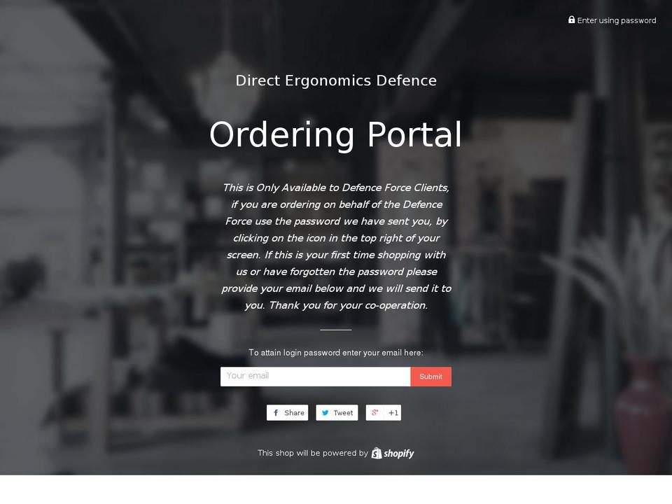 directergonomicsdefence.com shopify website screenshot